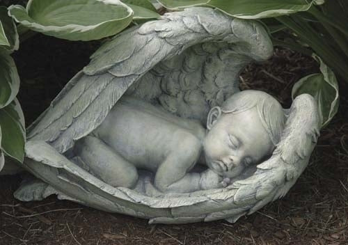Sleeping Baby in Wings Garden Figure