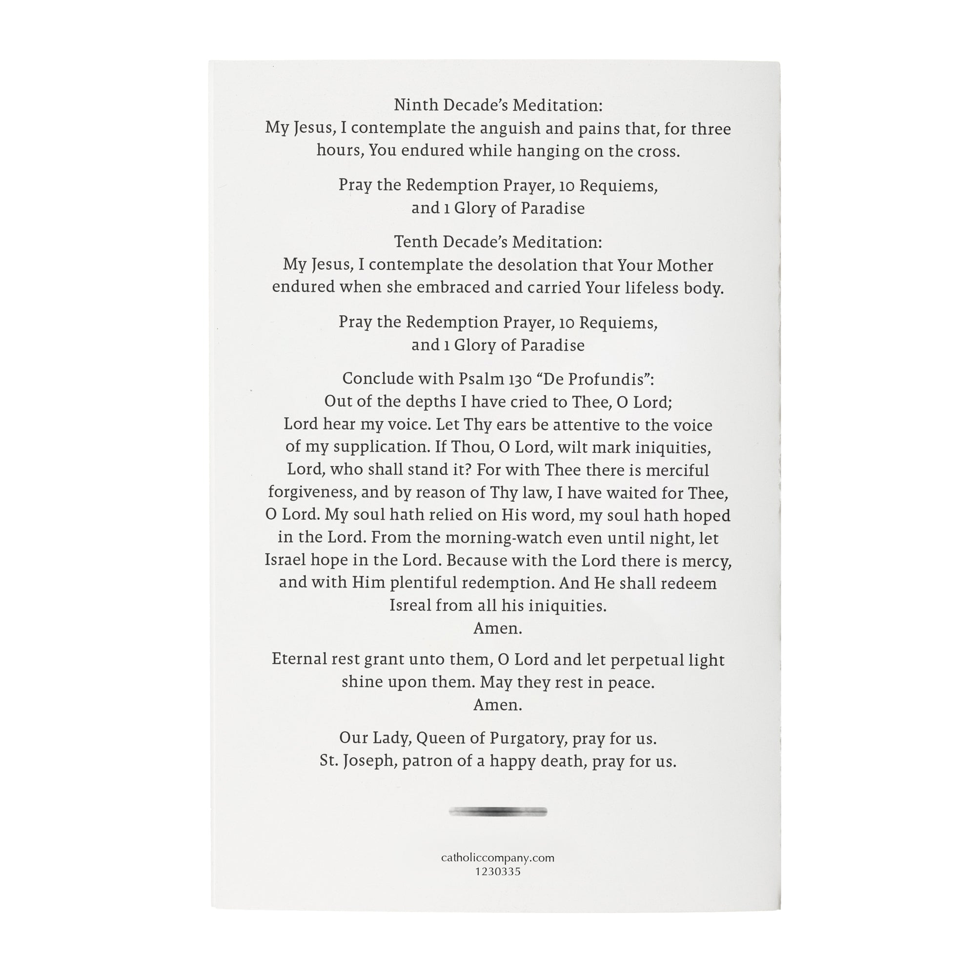 The 100 Requiems Devotion Prayer Card