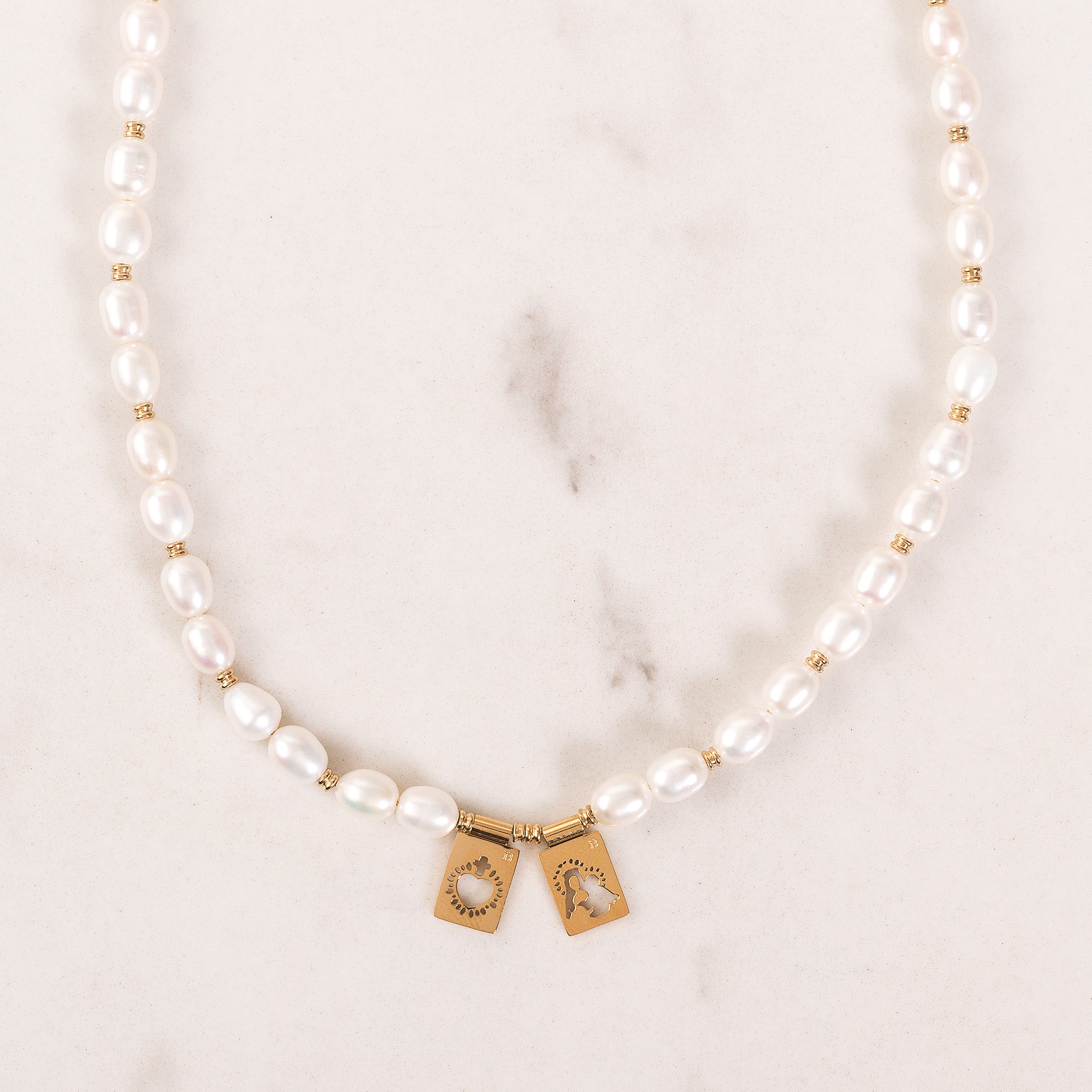 Gold & Freshwater Pearl Scapular Necklet