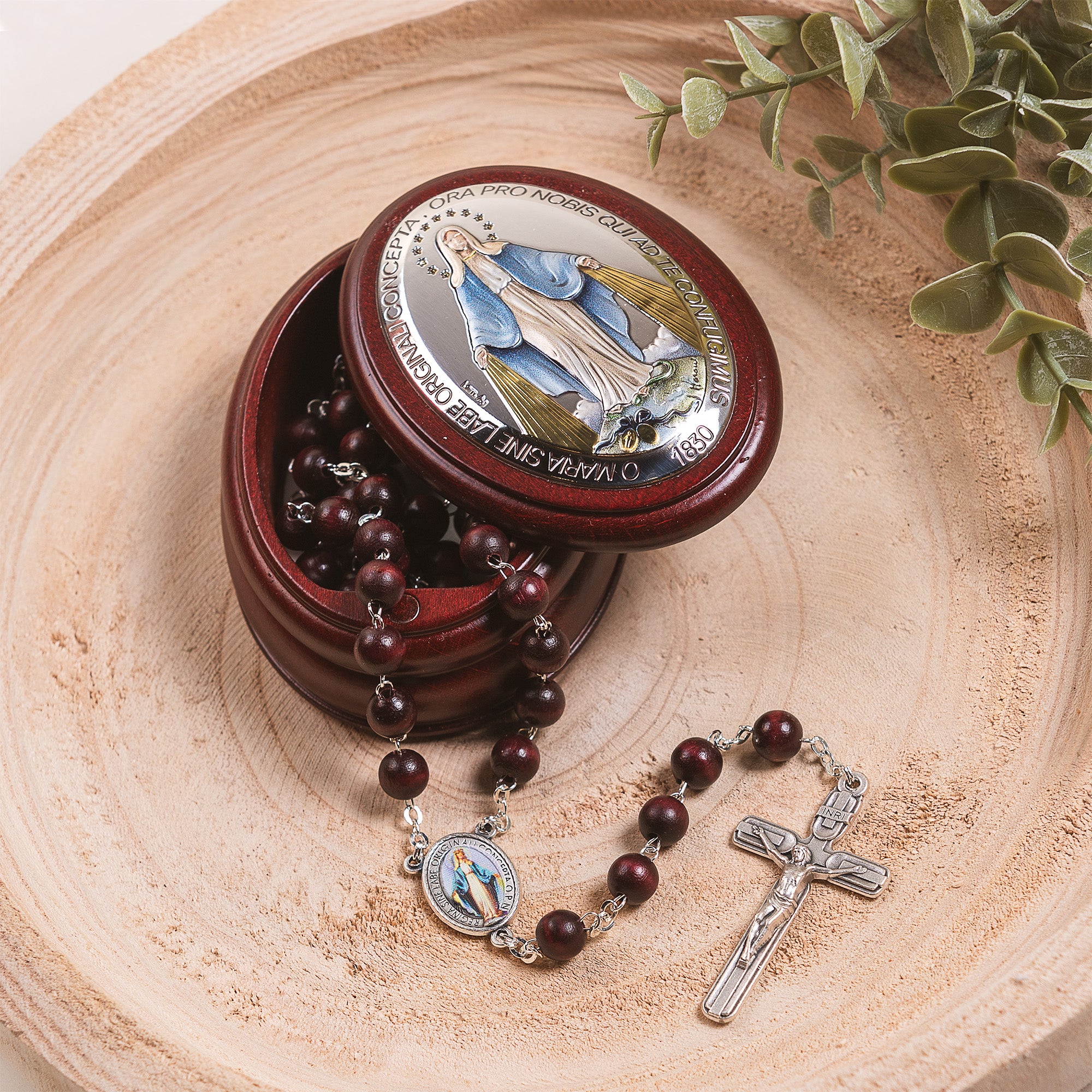 Itailan Miraculous Medal Rosary Box & Rosary Set