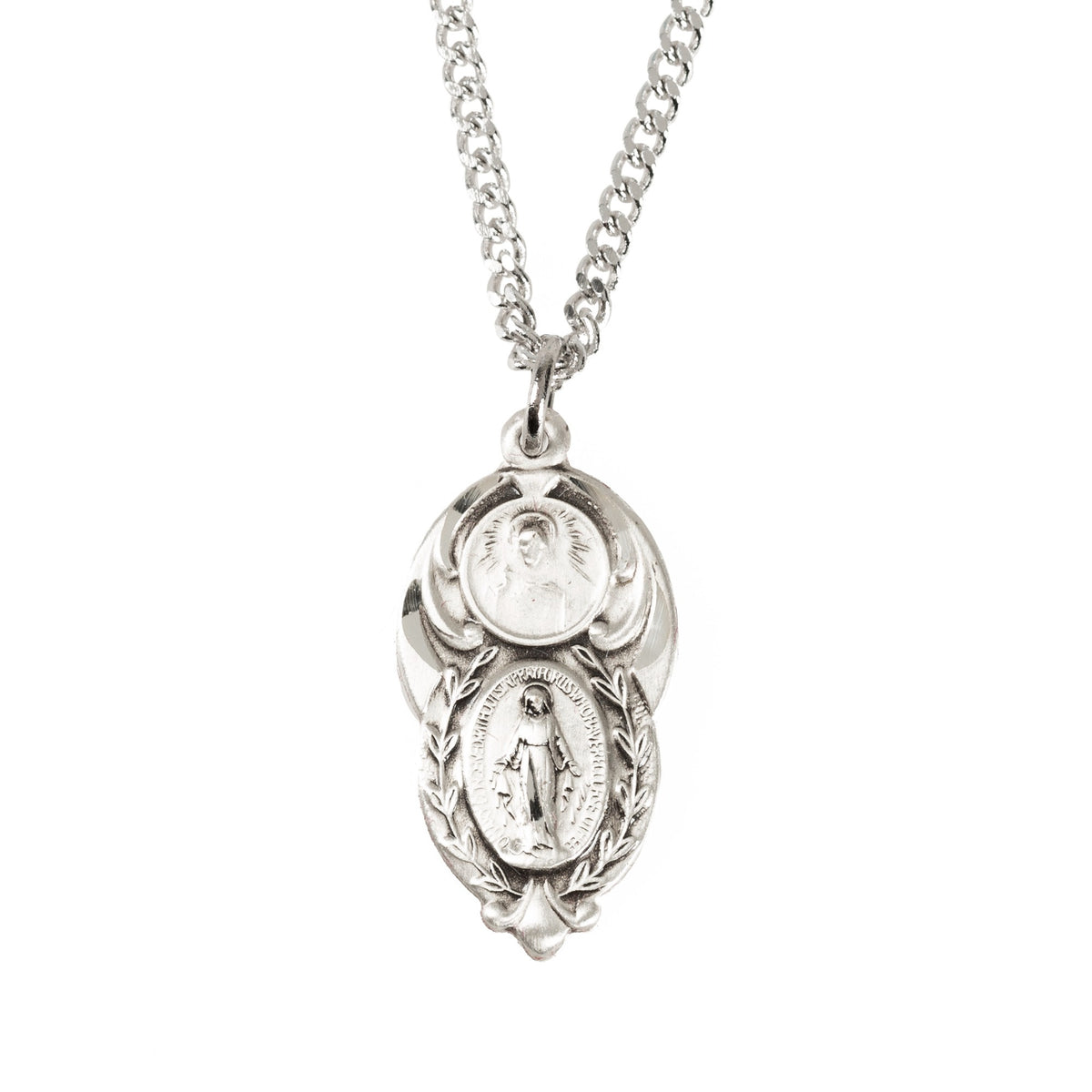 Sterling Silver Miraculous Scapular Medal - 18 Inch Chain