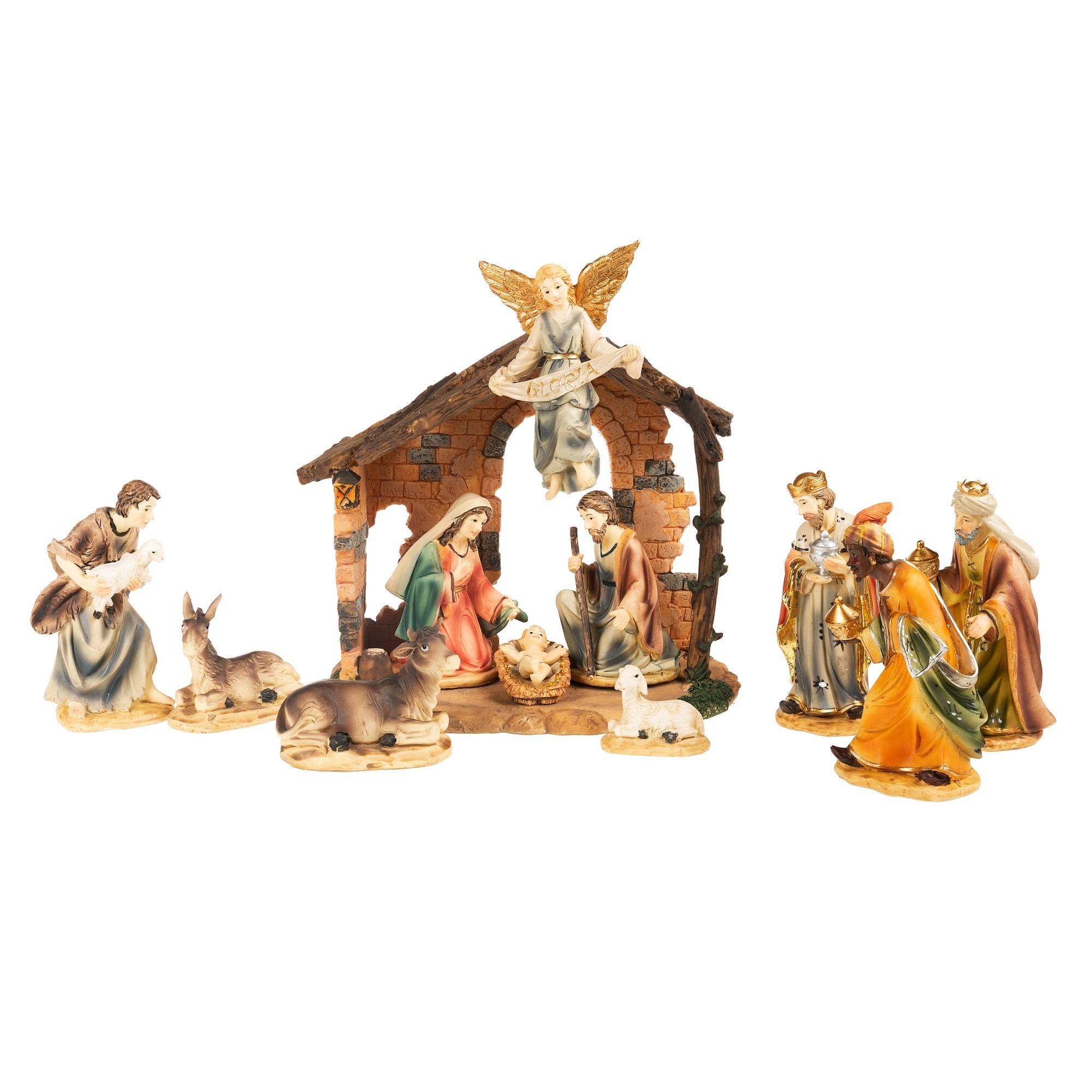 Brick Creche 12 Piece Nativity Set