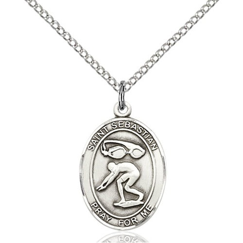 Sterling Silver St. Sebastian / Swimming Pendant