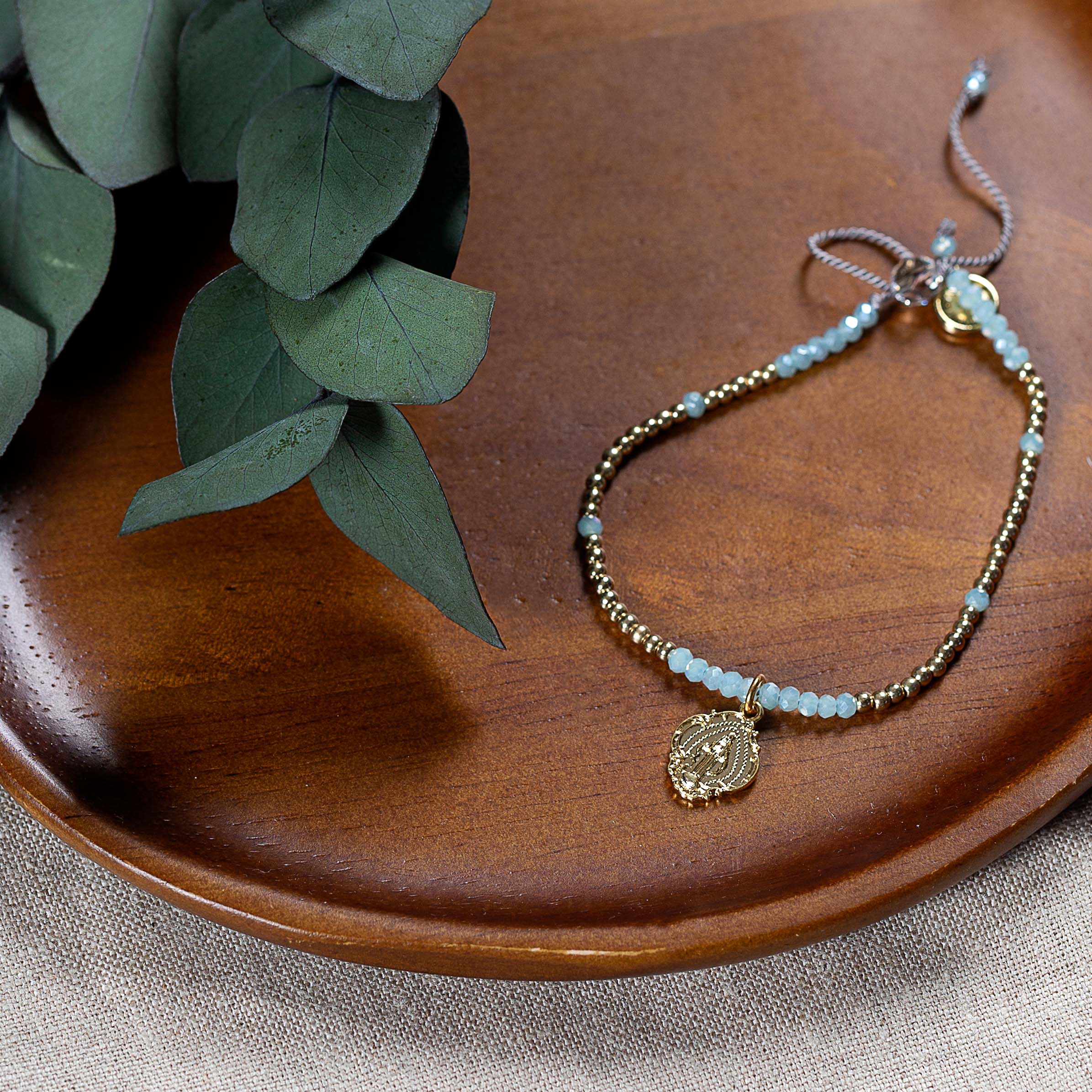 Miraculous Medal Swarovski Crystal & Gold Bracelet