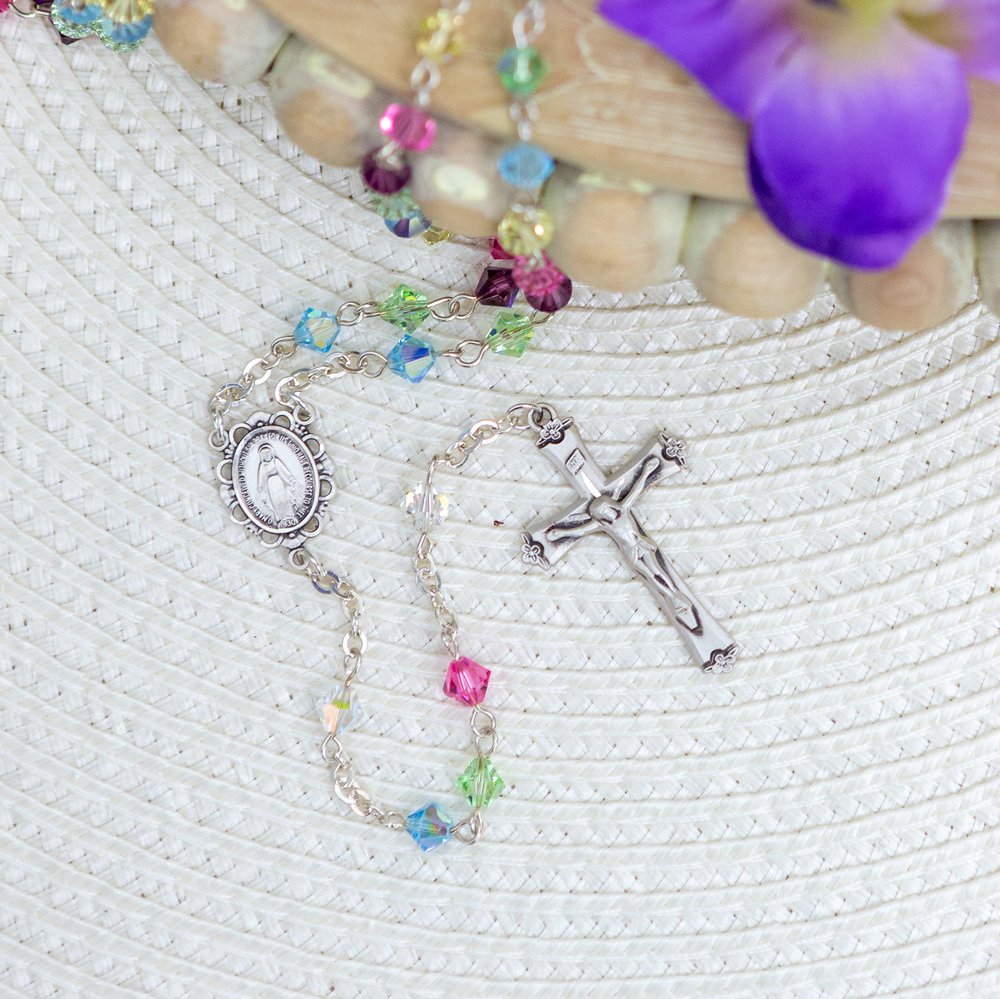 Swarovski Multicolored Pastel Sterling Rosary