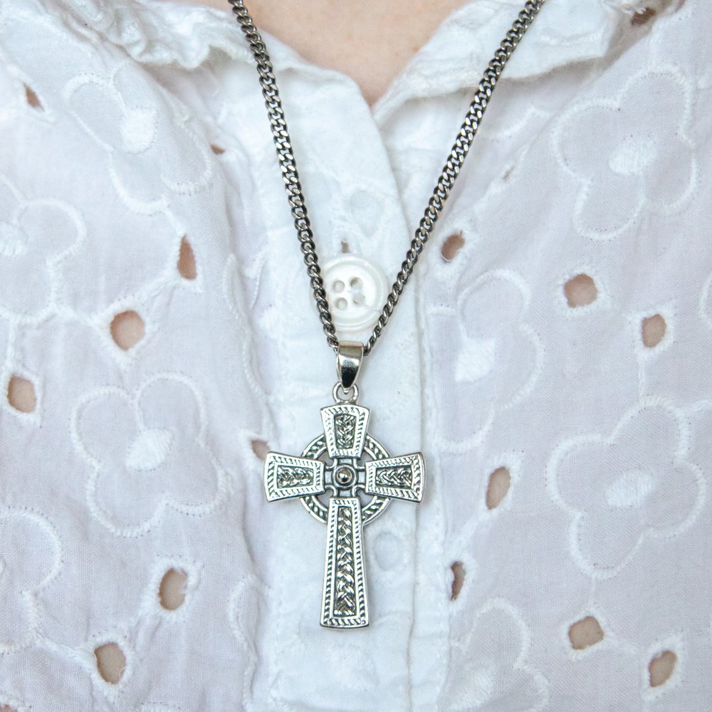 Sterling Silver Heavy Celtic Cross Necklace