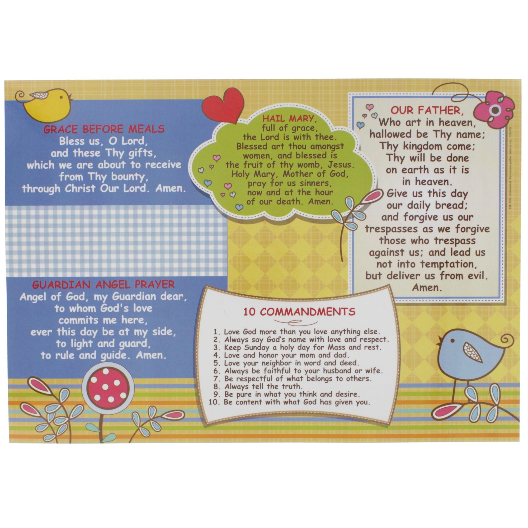 Catholic Prayer Placemat for Kids