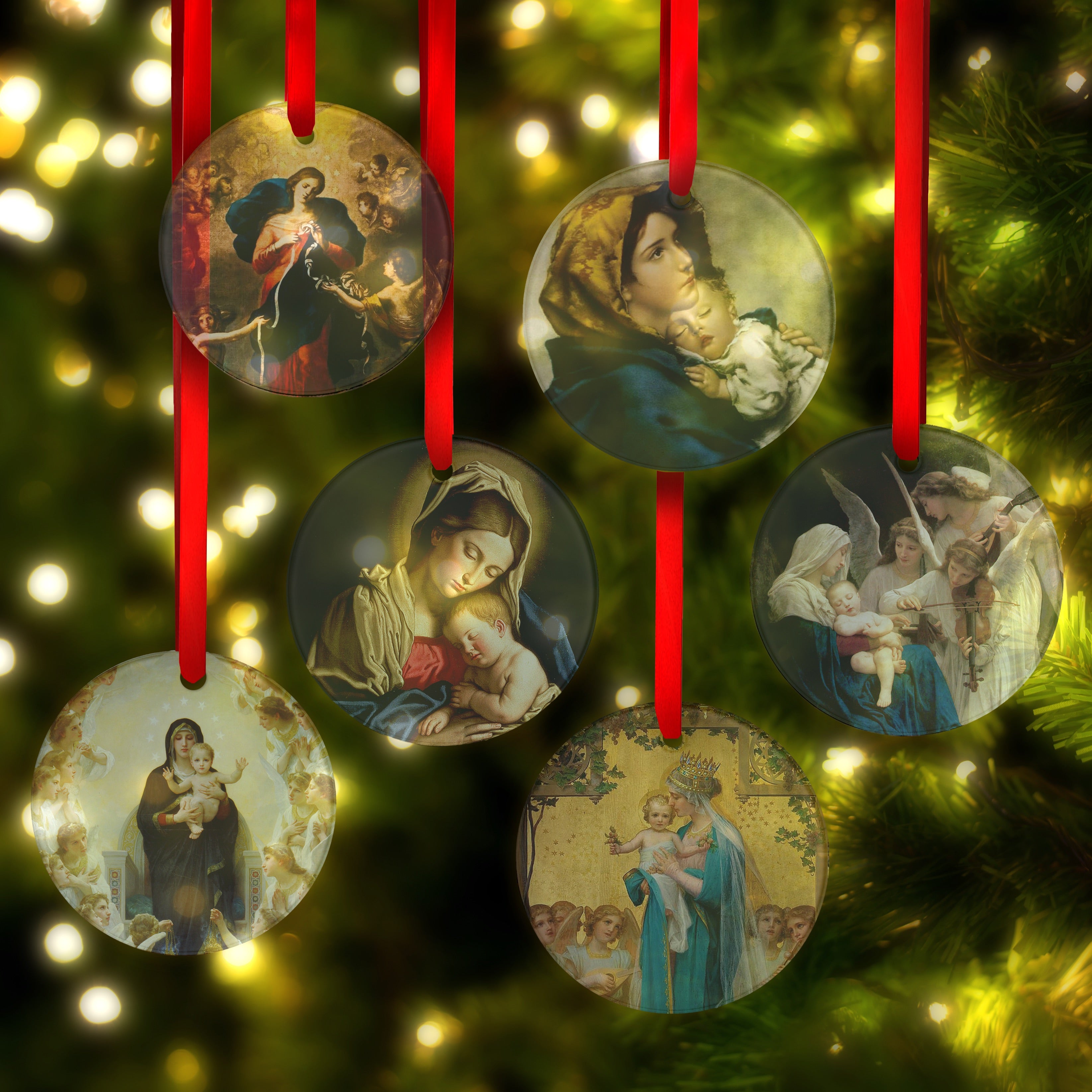 Classic Art Madonnas Glass Ornament Collection - Set of 6