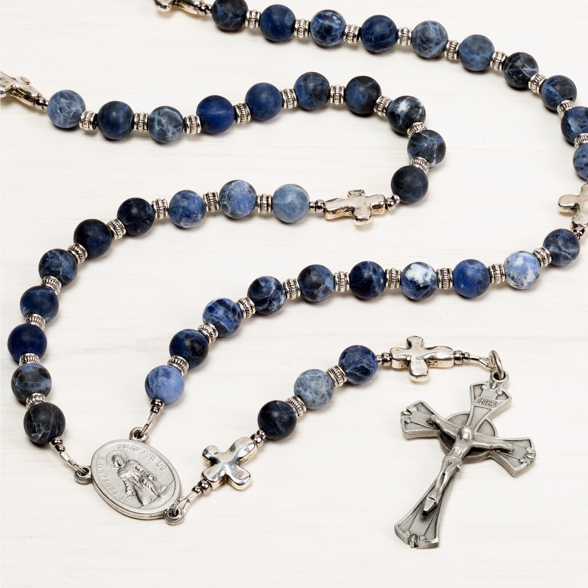 Blue and Silver St. Peregrine Rosary