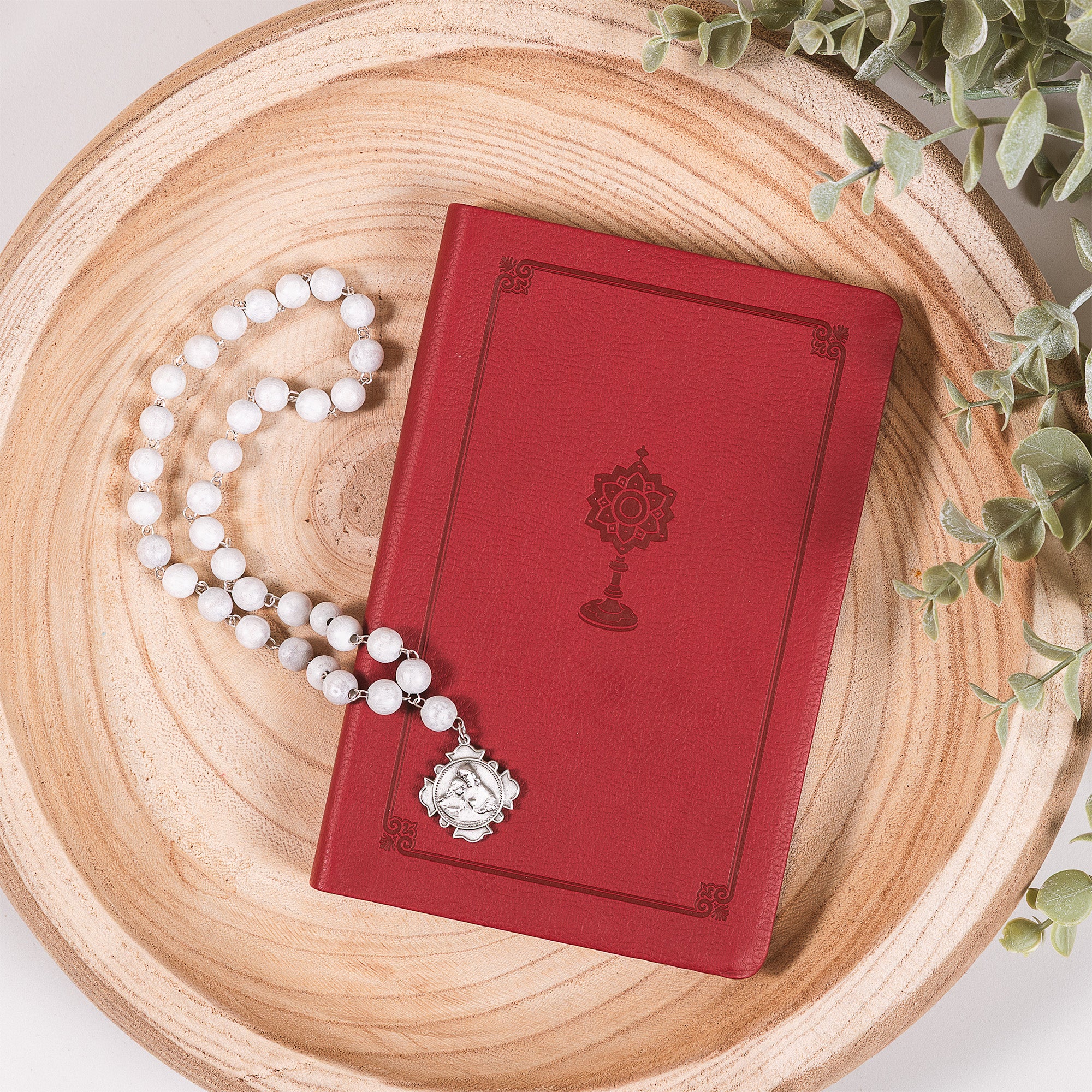 Gray Glass Blessed Sacrament Chaplet & Manual for Eucharistic Adoration (Gift Set)