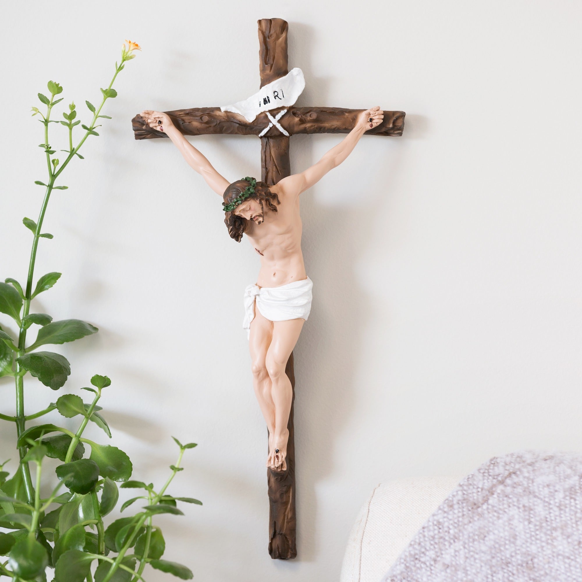 Italian Handpainted Crucifix - 16 inches