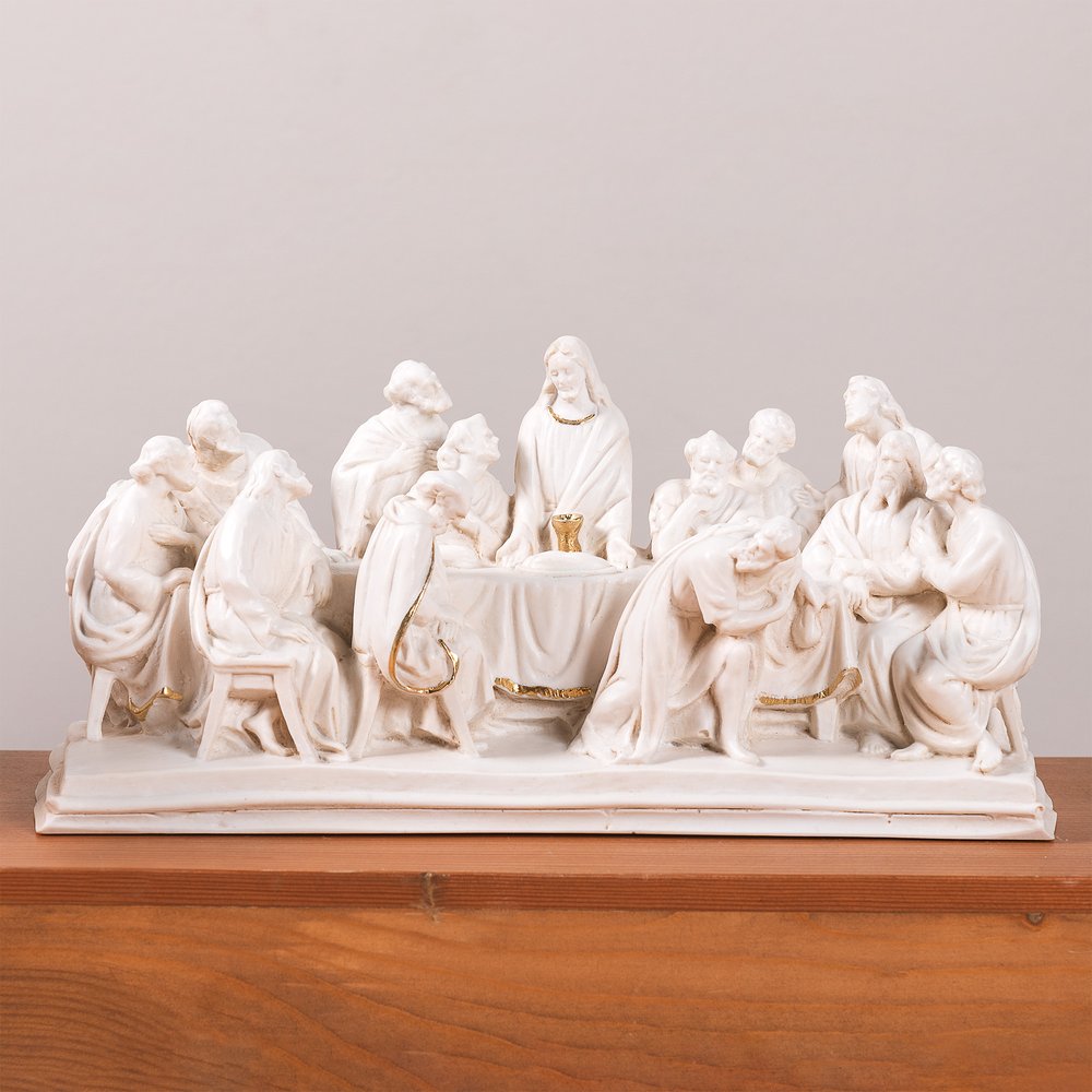 Ivory & Gold Last Supper Sculpture - 10.2"