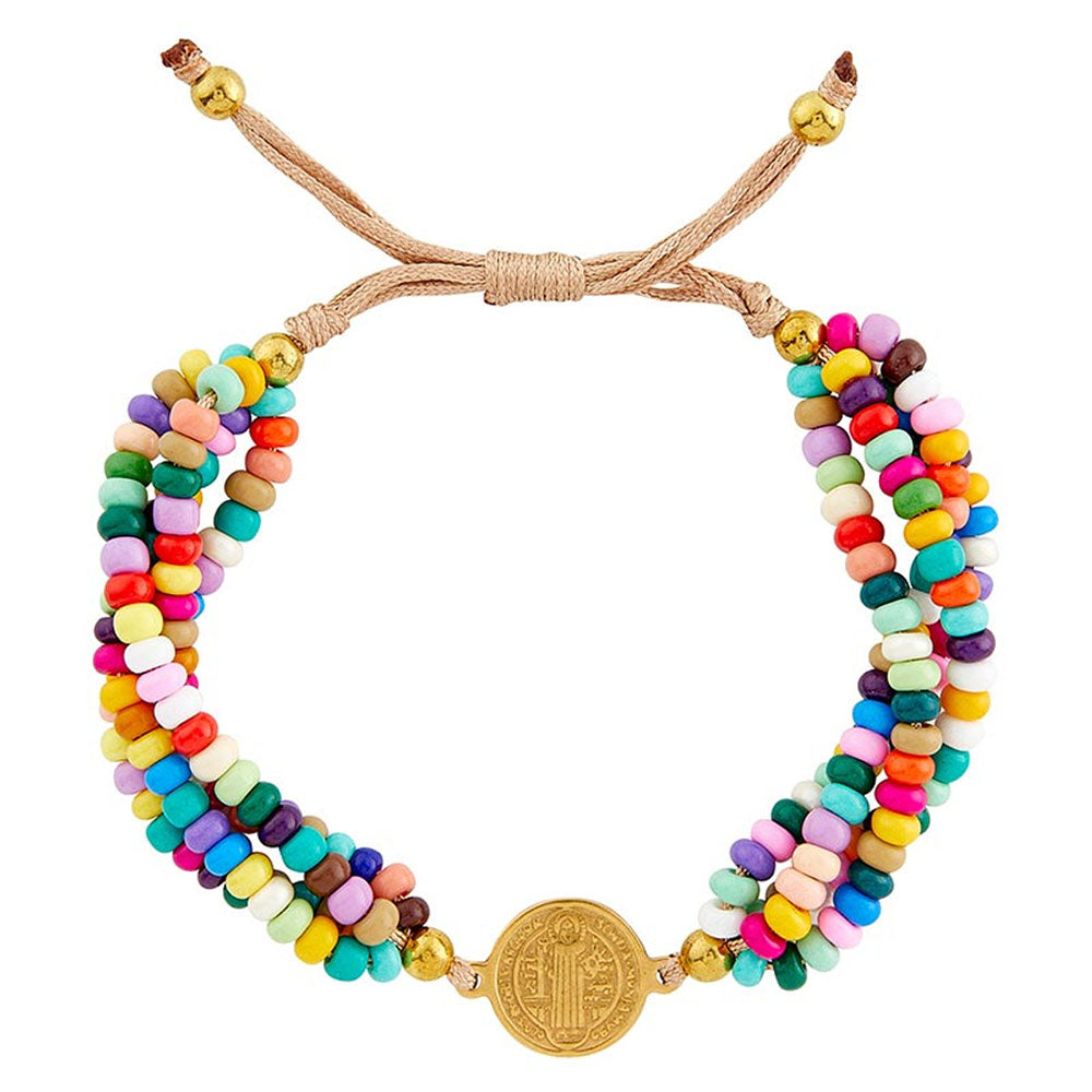 St. Benedict Medal Multi-Strand Beaded Bracelet