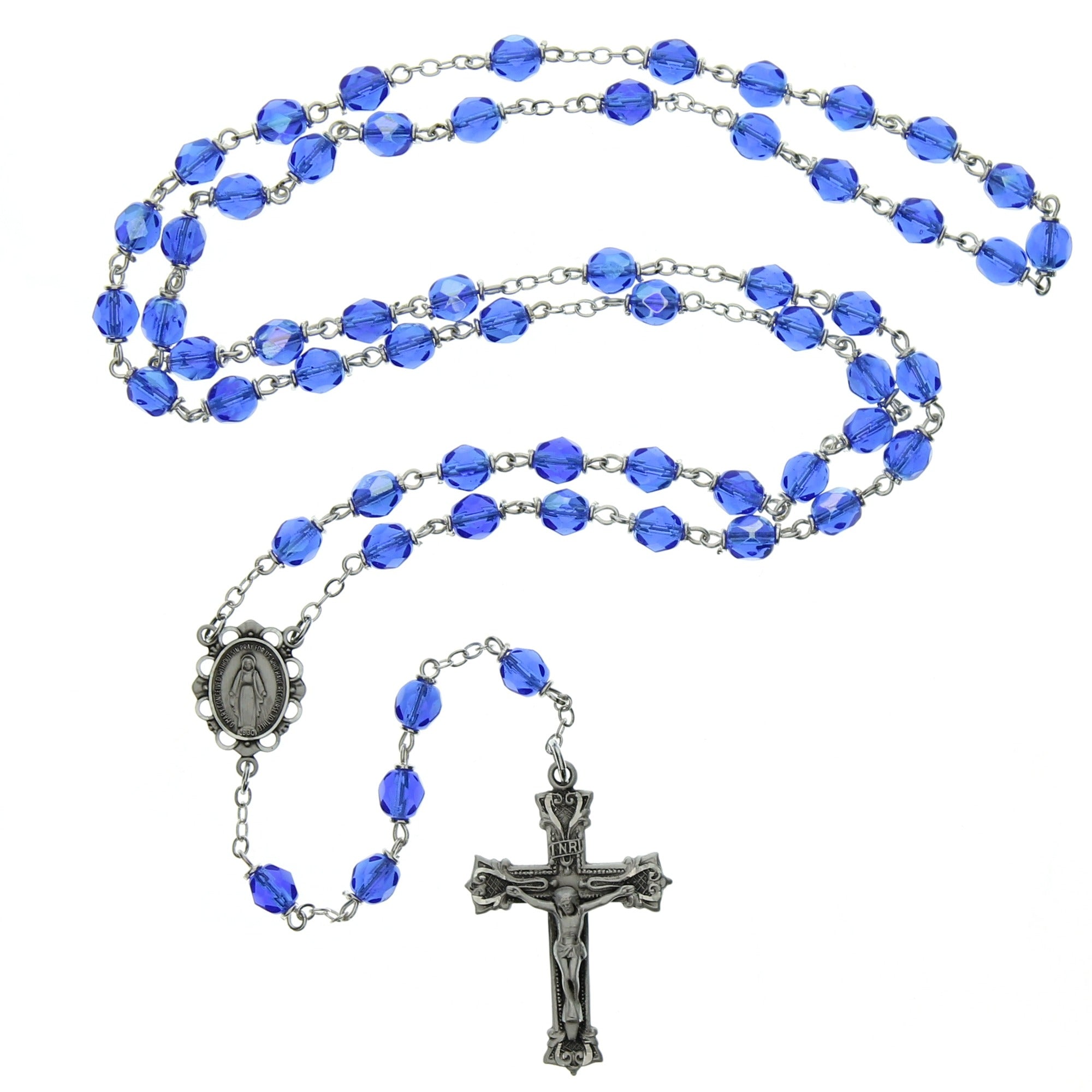 Bohemian Glass Birthstone Rosary - Sapphire / September