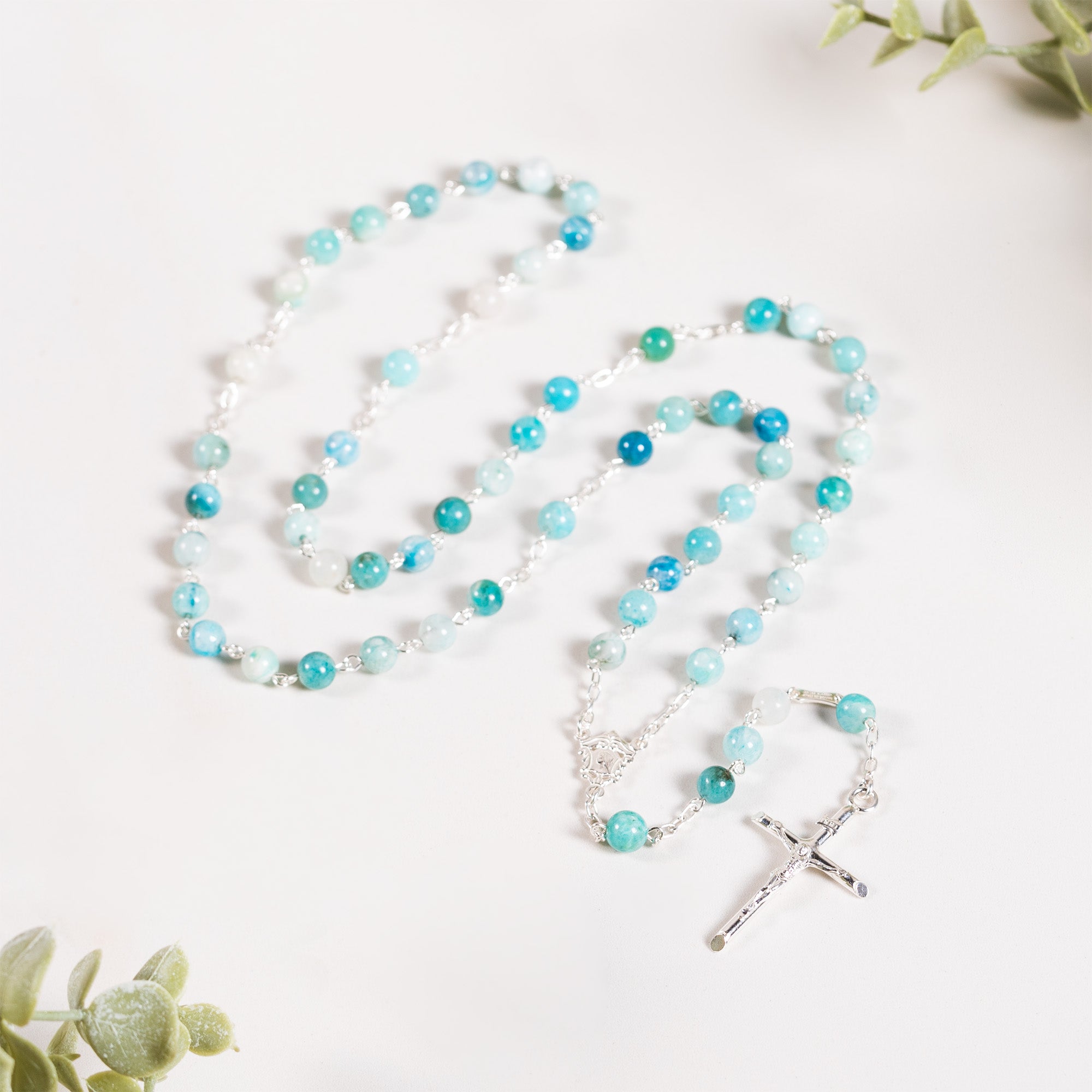 Italian Aqua Hemimorfite Rosary