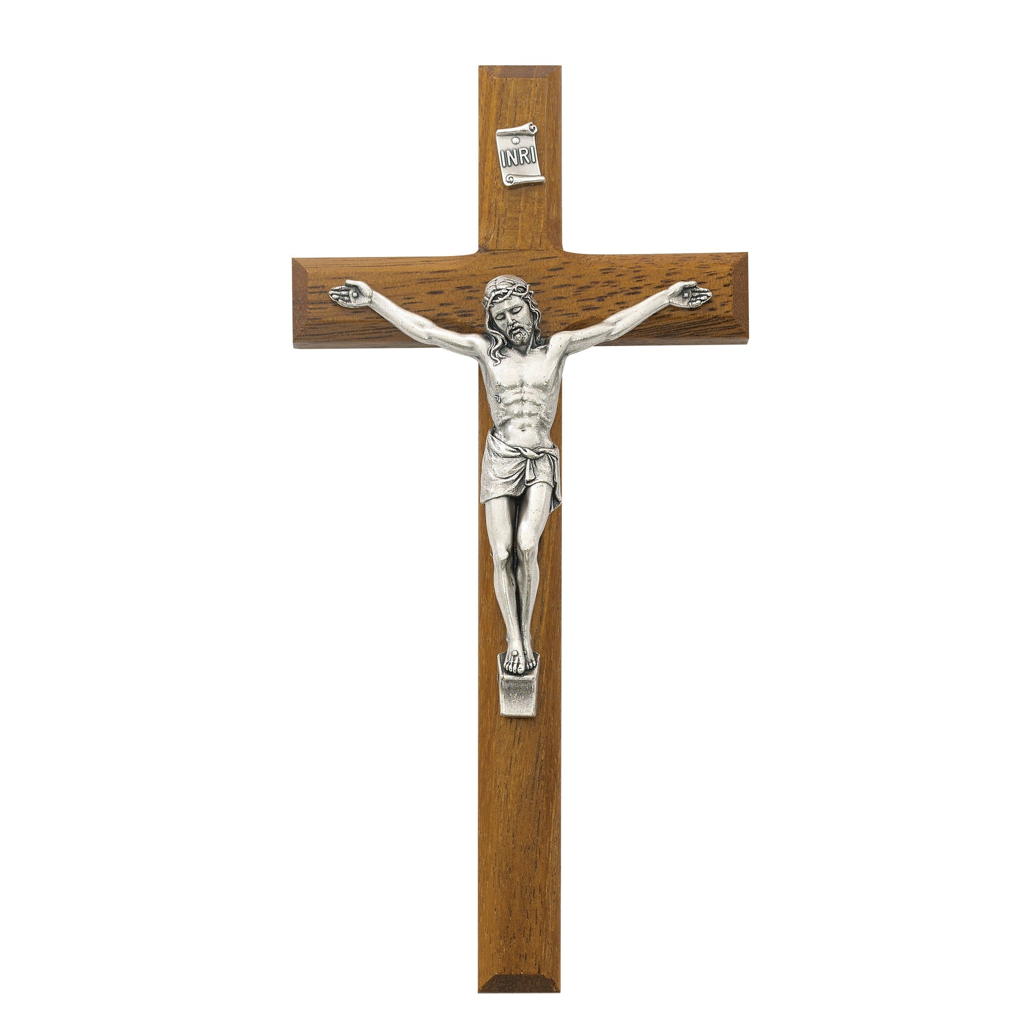 Beveled Walnut Crucifix 8"