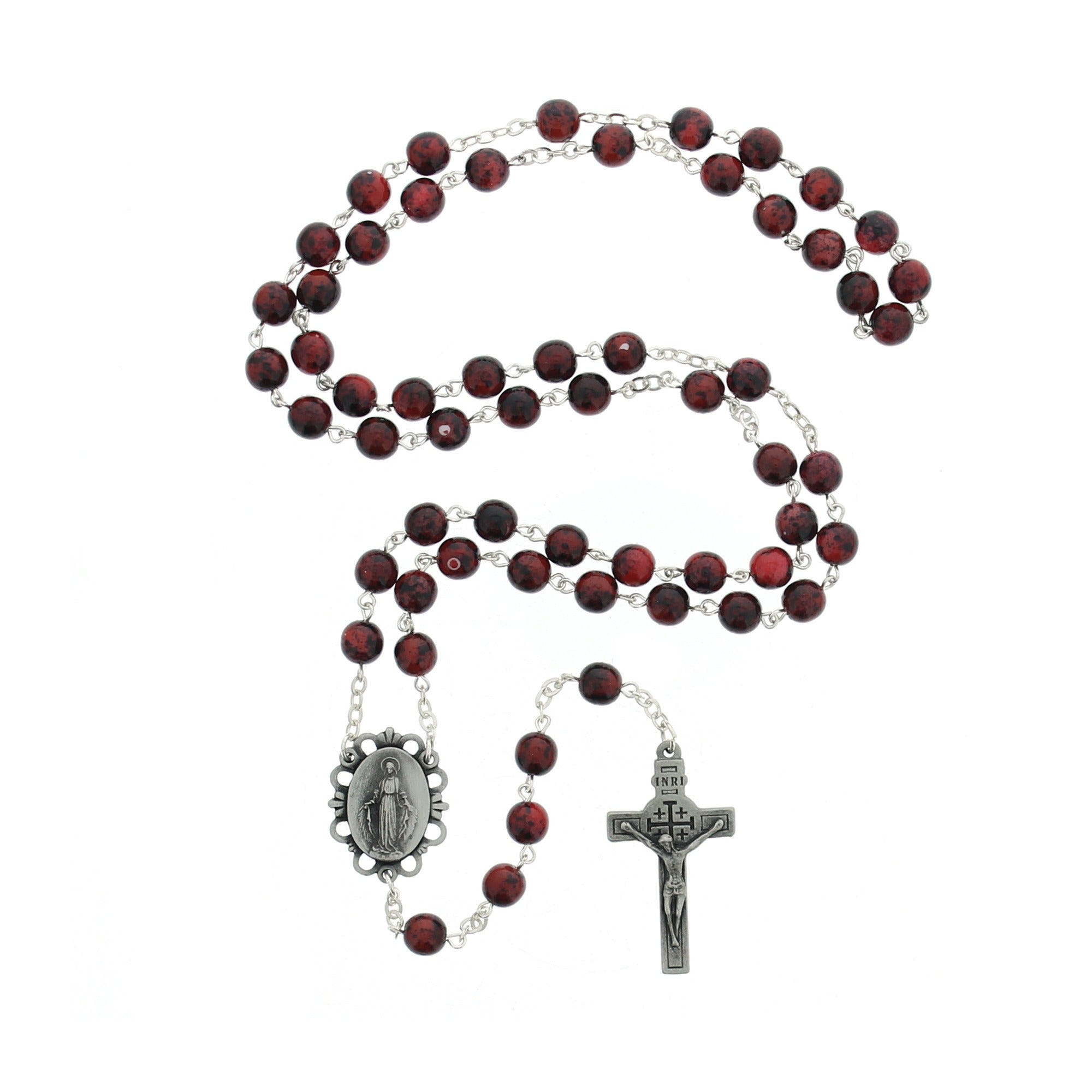Burgundy Rosary with Relic