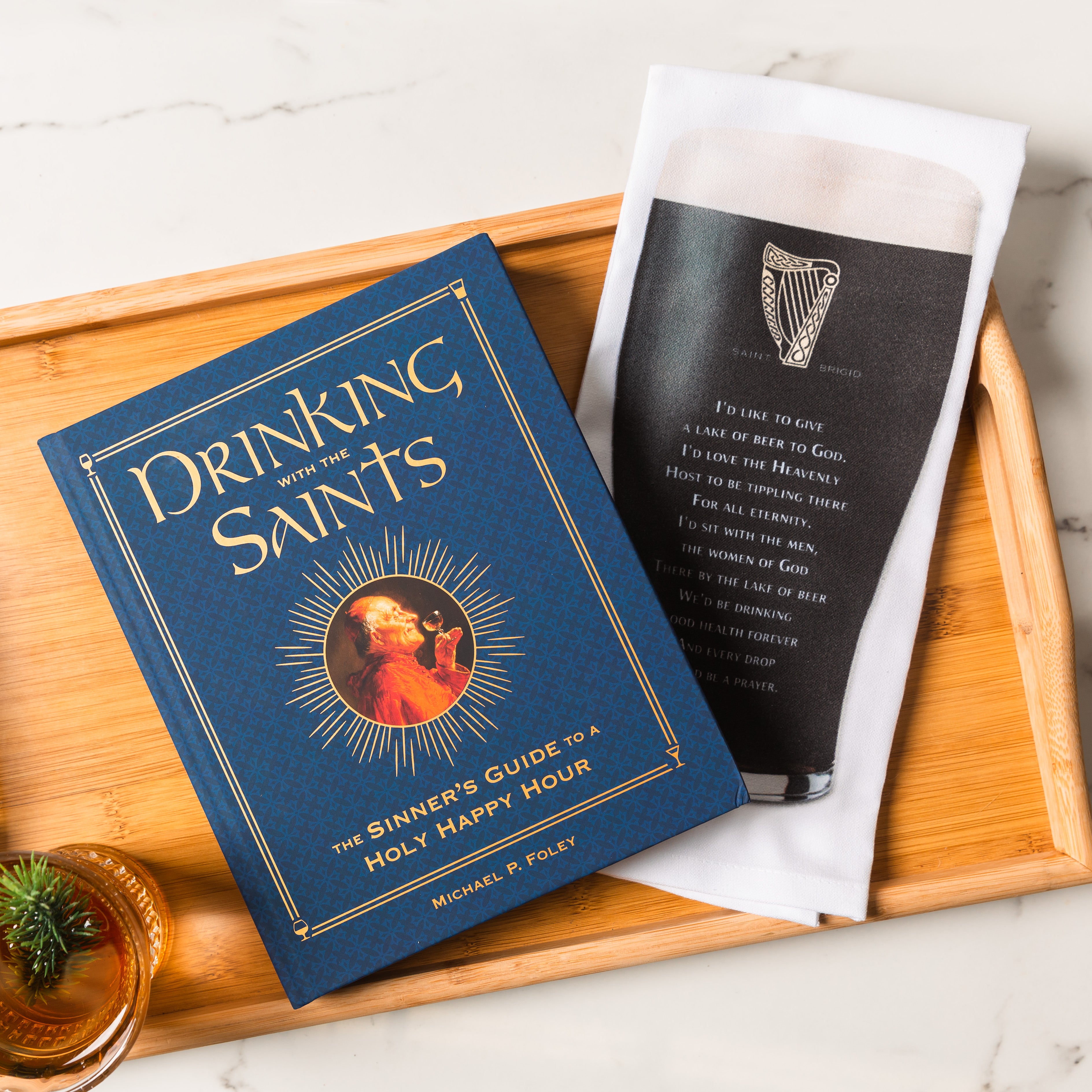 Drinking With the Saints Book & Bar Towel Gift Set