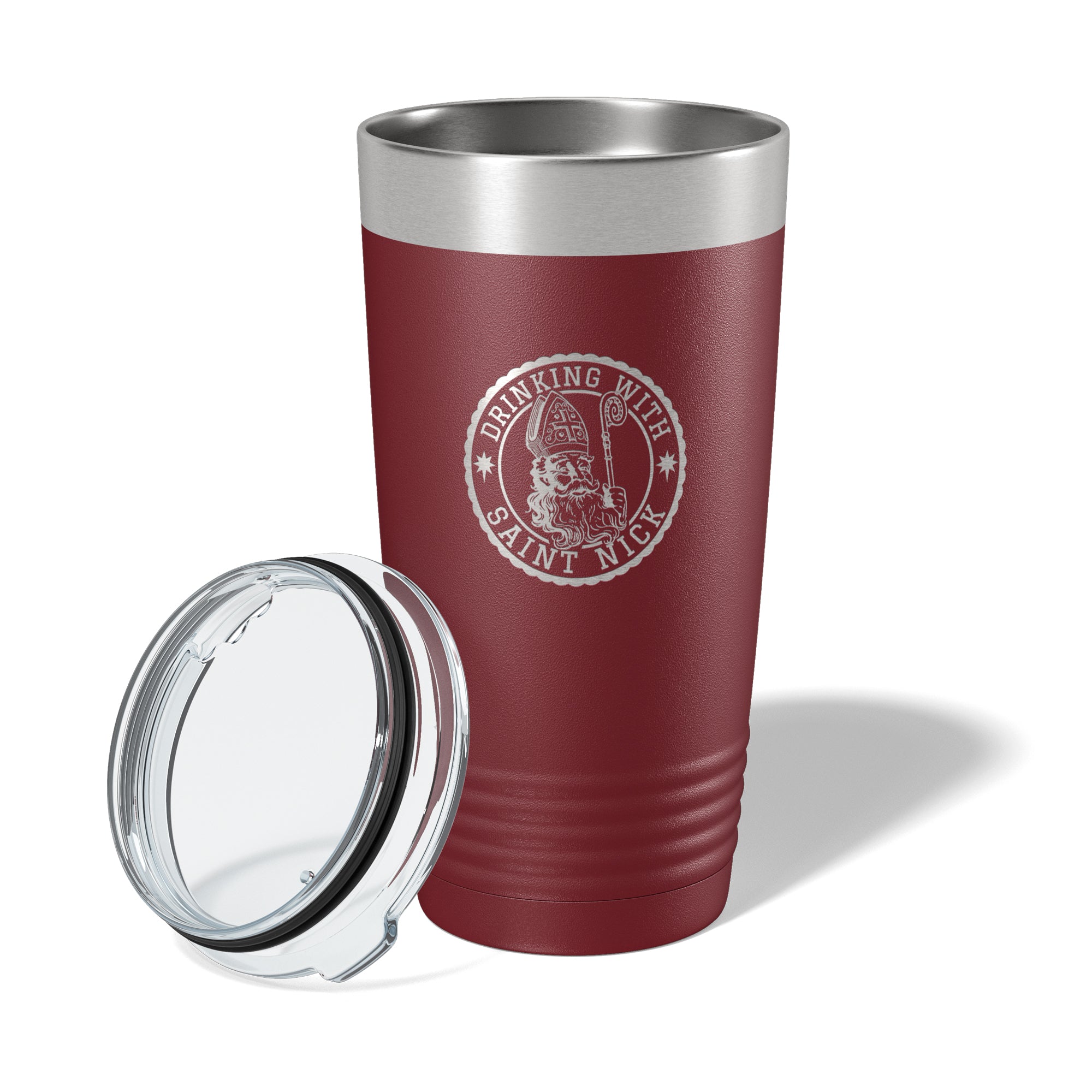 Personalized "Drinking with Saint Nick" Maroon 20oz Tumbler
