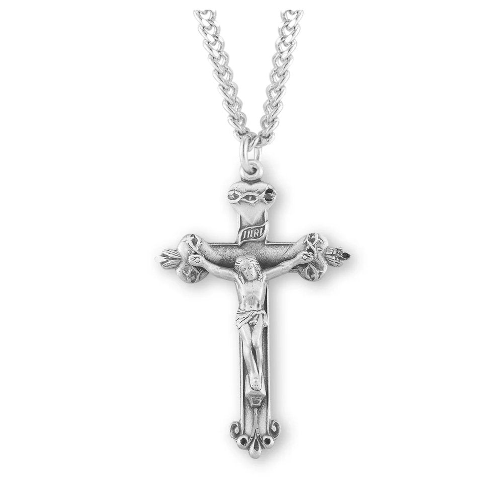 Sterling Silver Sacred Heart Crucifix Necklace