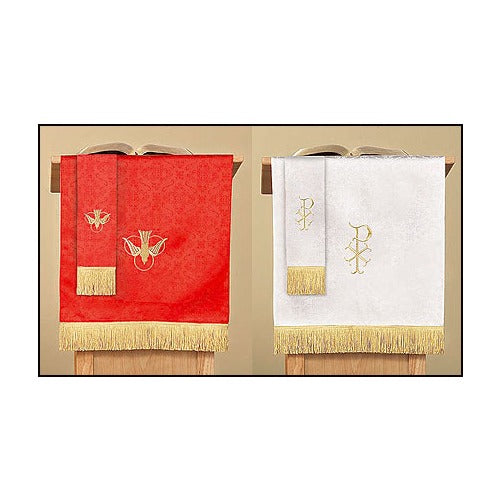 Red & White Jacquard Reversible Lectern Scarf with Dove