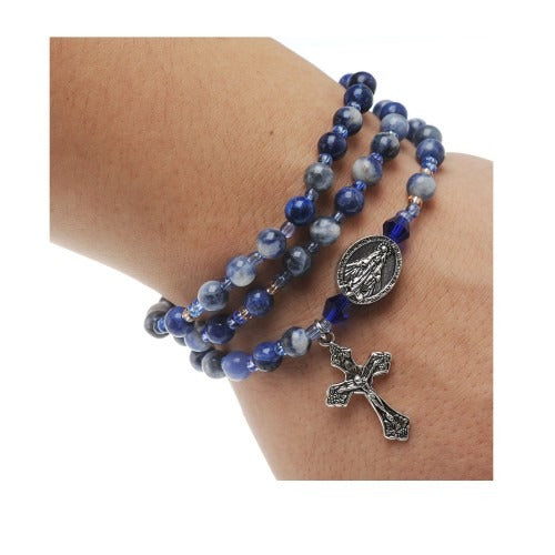 Blue Lapis Style Rosary Wrap Bracelet