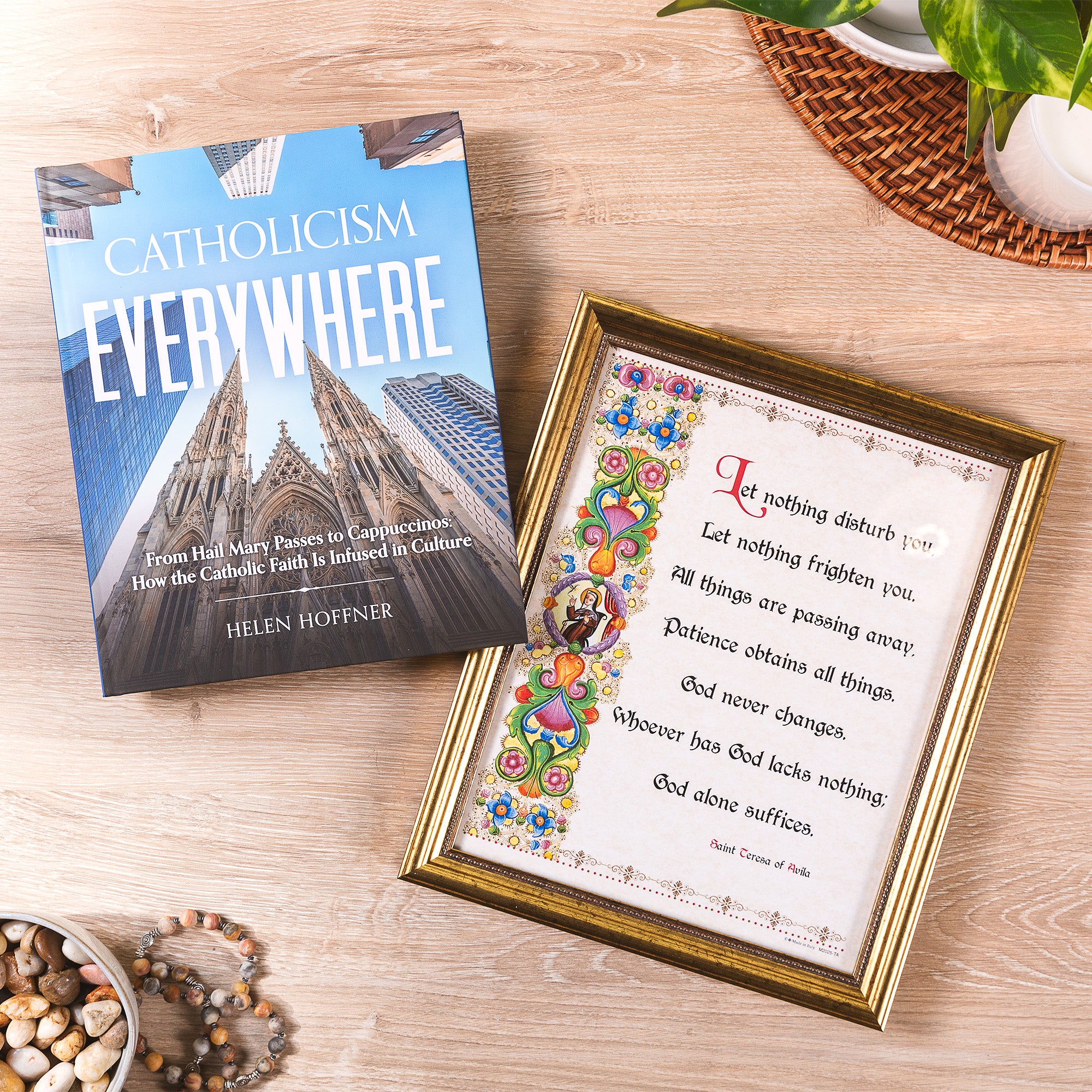 Catholicism Everywhere Book & St. Teresa of Avila Parchment Print Gift Set