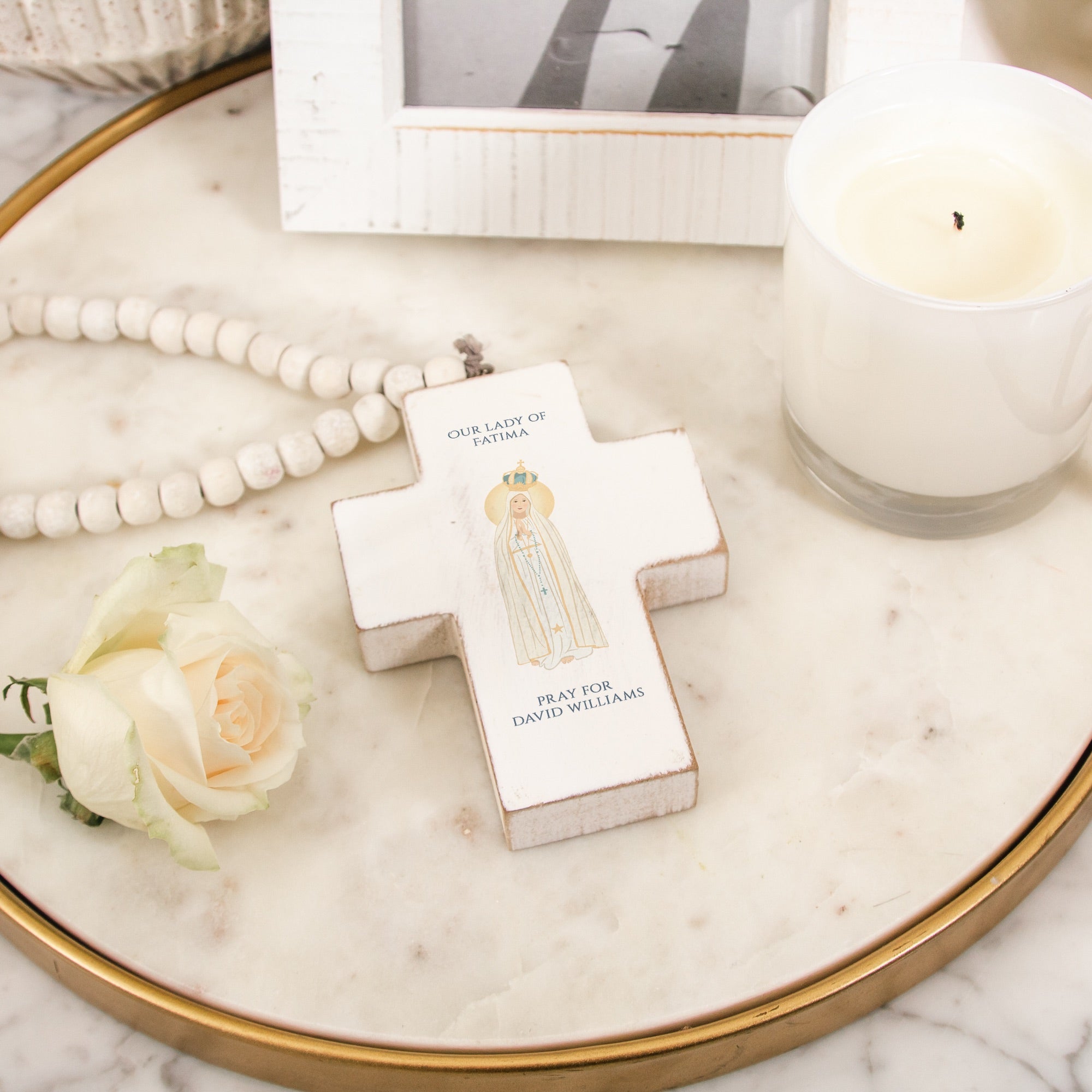 Personalized Our Lady of Fatima Hanging Cross