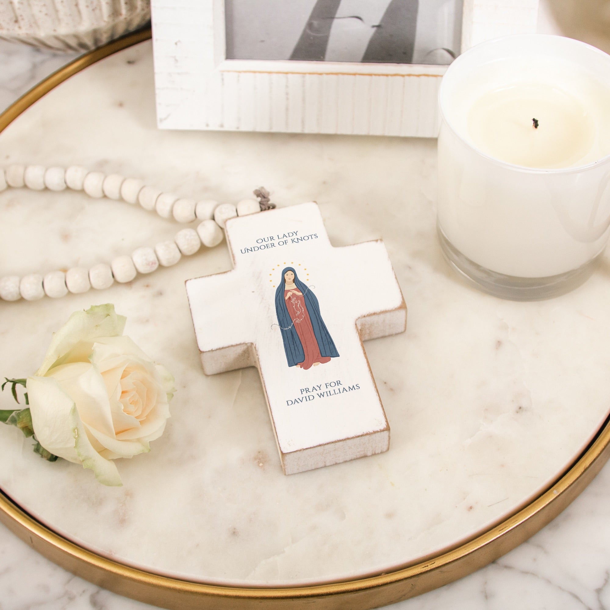 Personalized Our Lady Undoer of Knots Hanging Cross