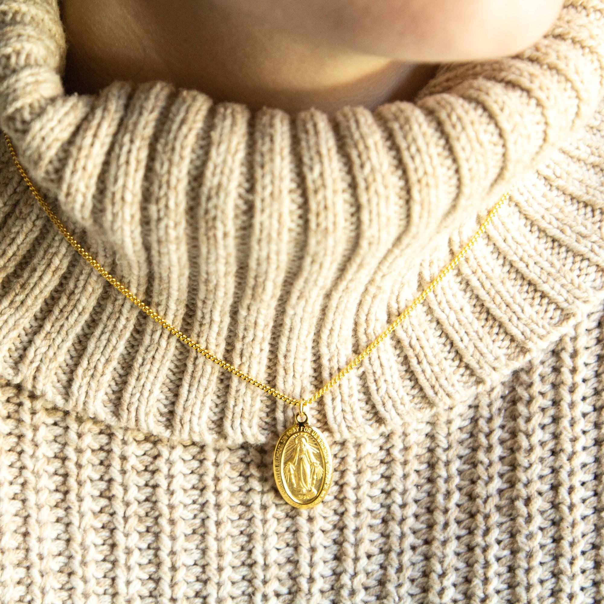 Gold/Sterling Silver Miraculous Medal on 18 inch chain