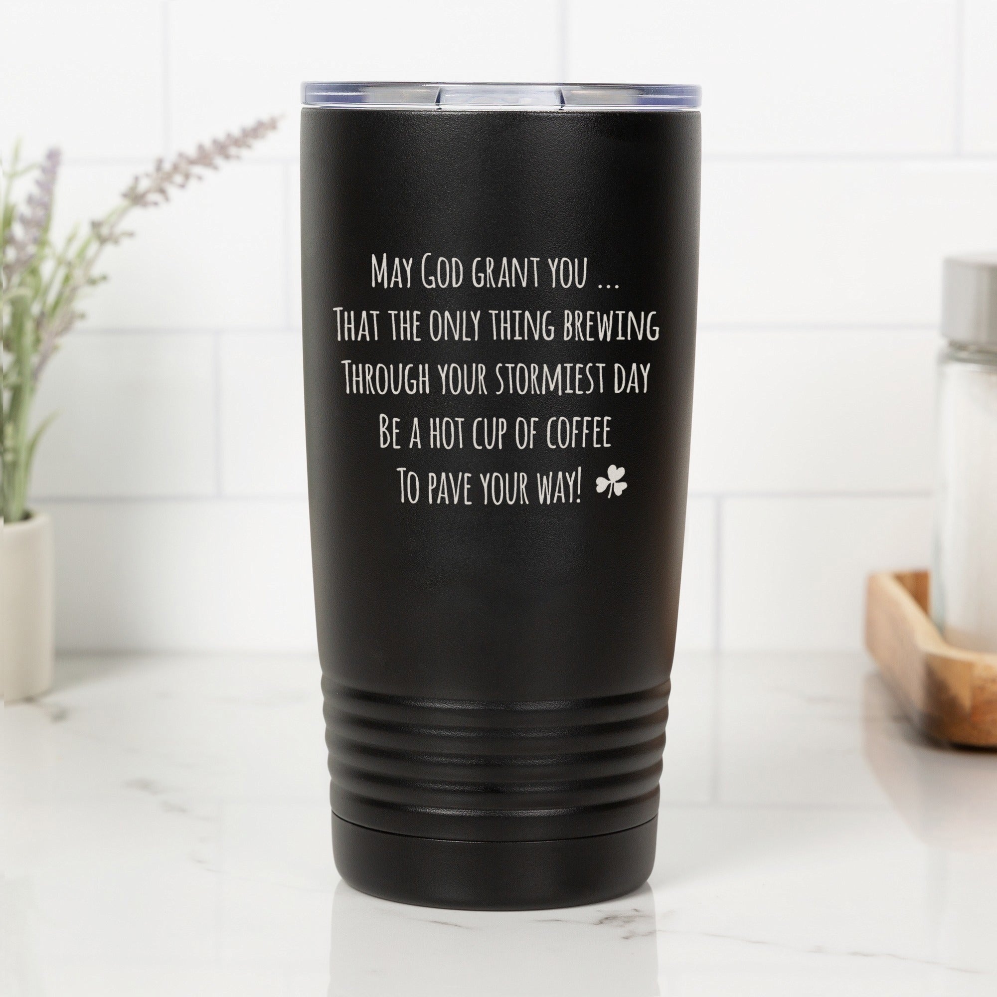 Irish Coffee Drinker's Blessing Insulated Black 20oz Tumbler