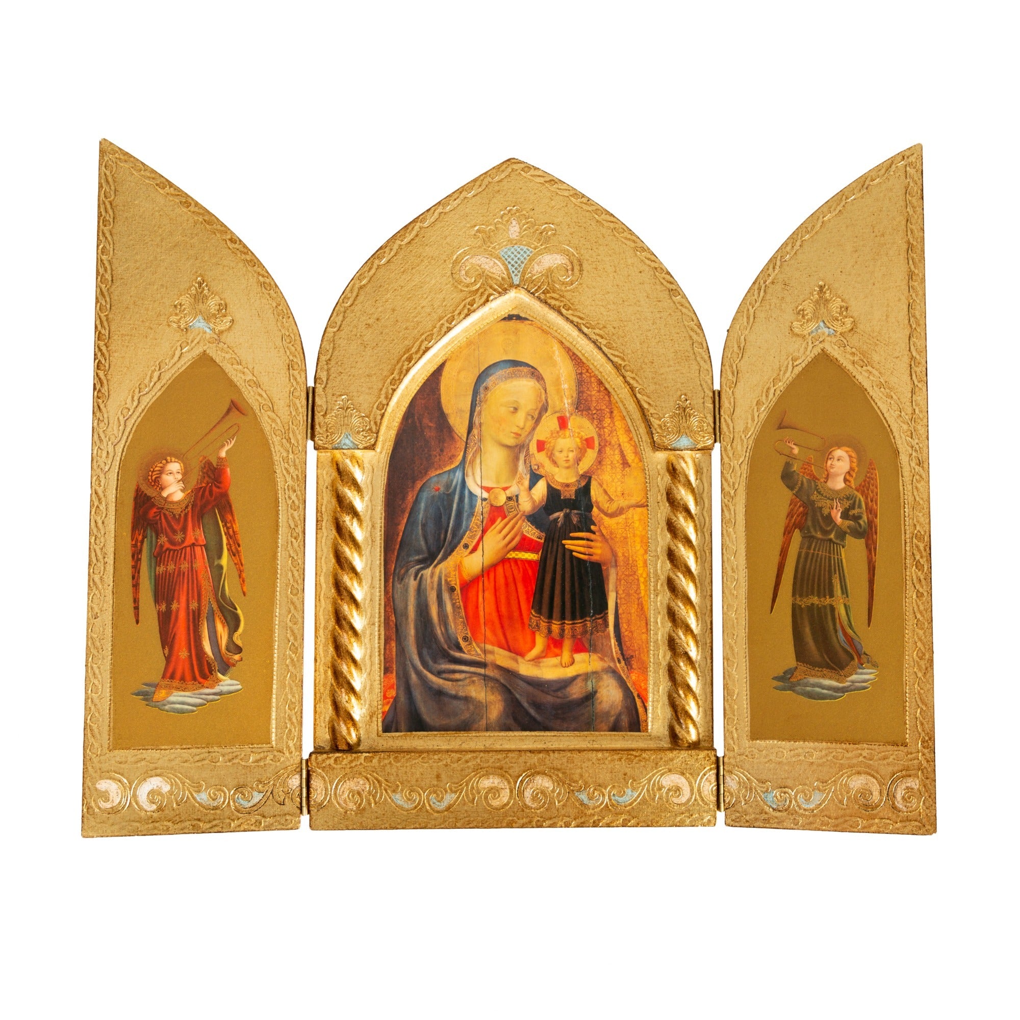 Mother & Child with Angels Italian Triptych