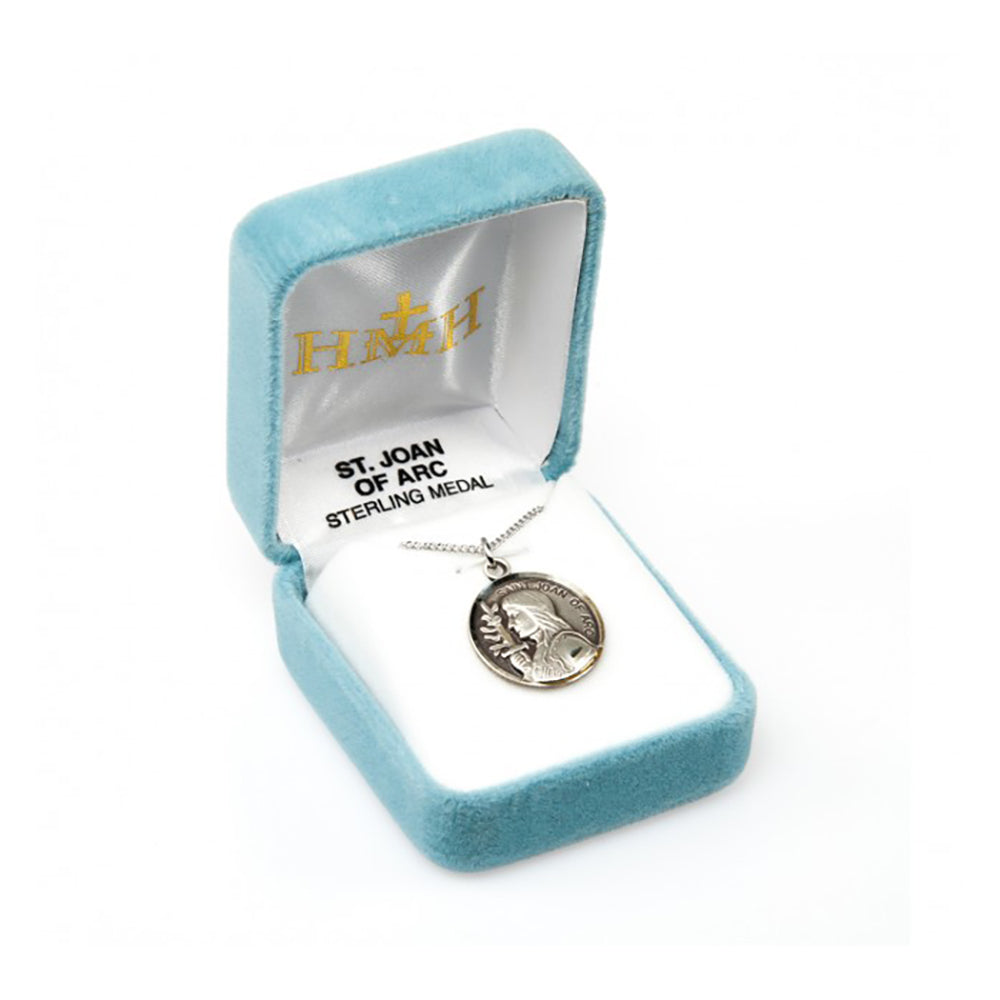 Petite Sterling Round St. Joan of Arc Medal Necklace