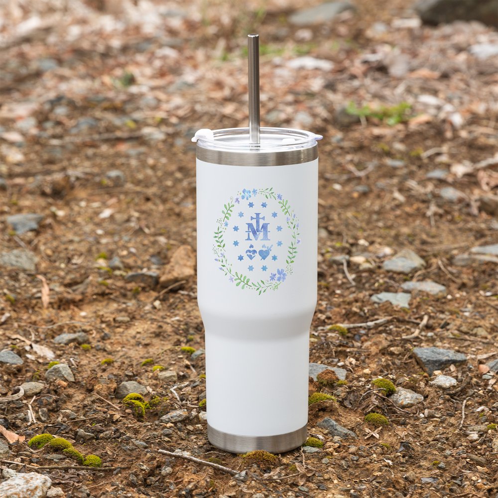 Personalized Miraculous Medal Tumbler with Straw