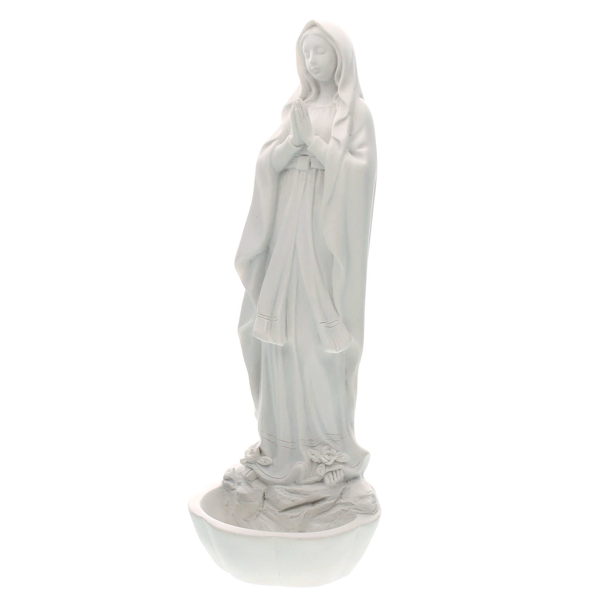 White Madonna Rosary Holder 8"