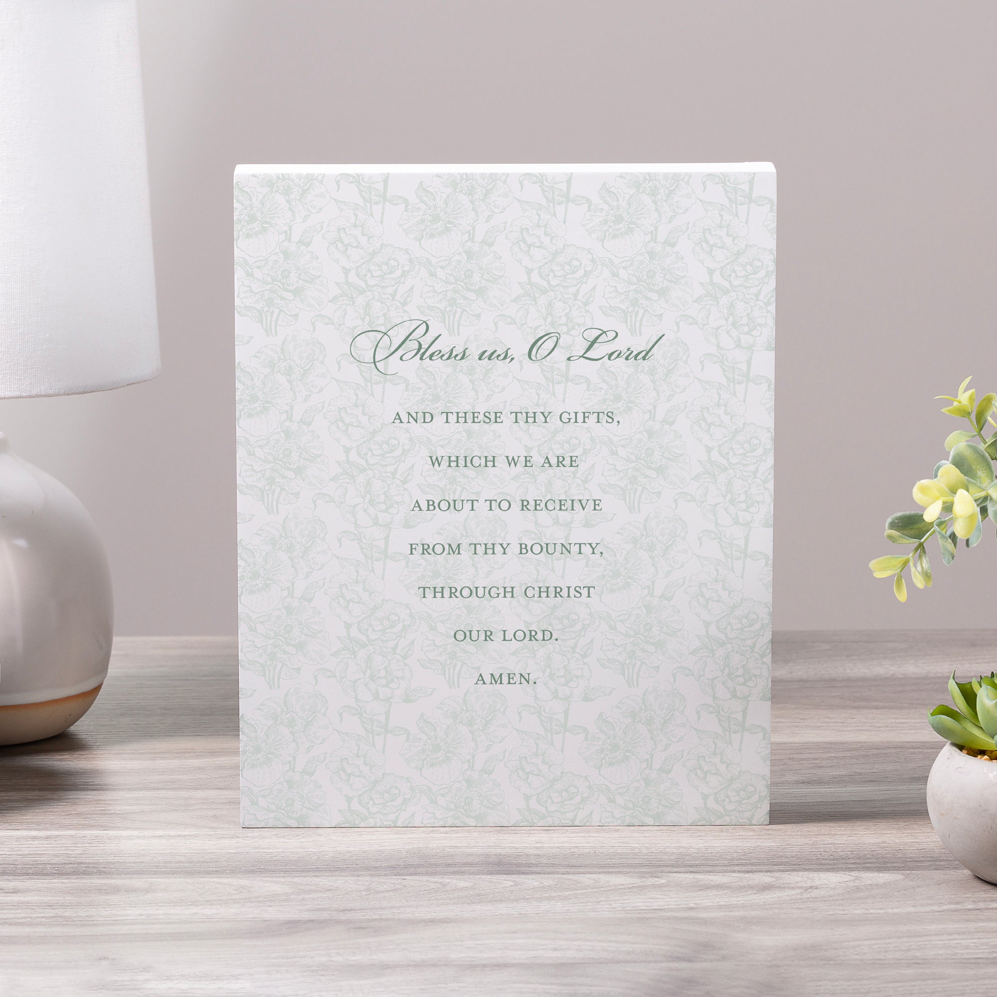 Bless Us O Lord Toile Art Plaque - 10"