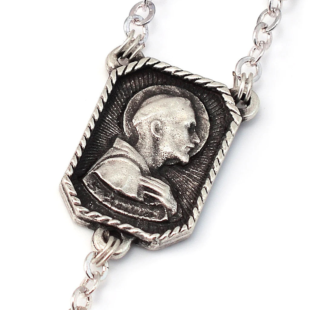 St. Francis & St. Clare Antique Wood & Silver Rosary