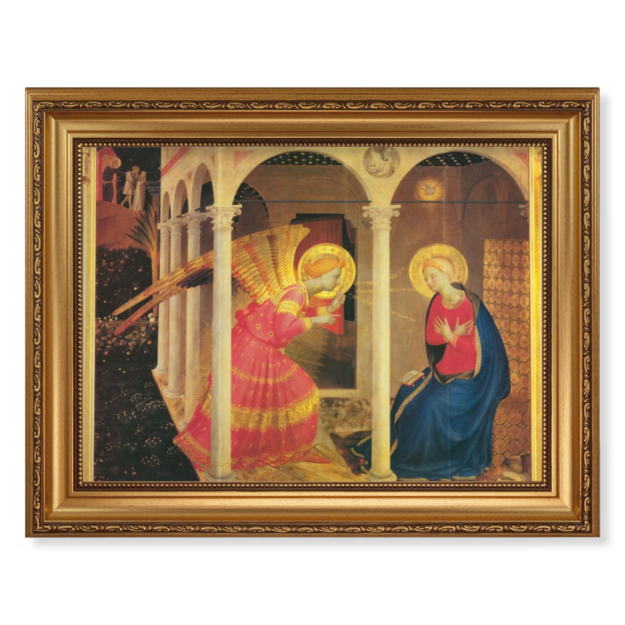 The Annunciation by Fra Angelico in Ornate Gold Frame