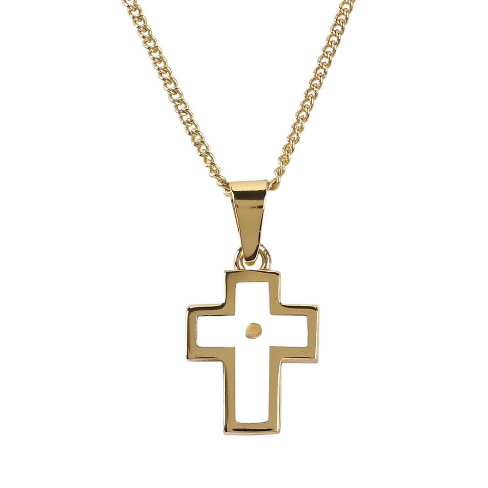 Gold Mustard Seed Cross Necklace - 18"