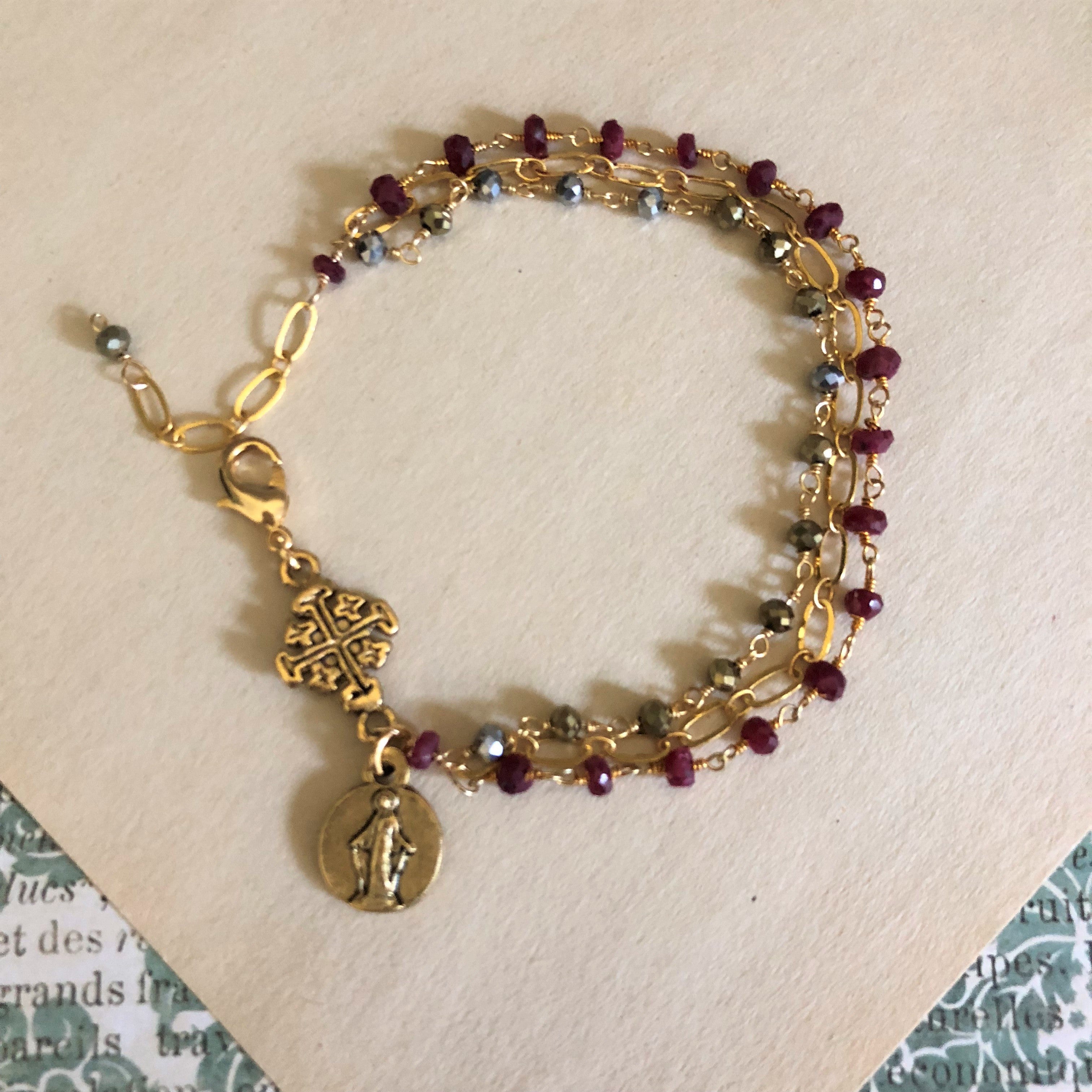 Three-Strand Ruby Marian Bracelet