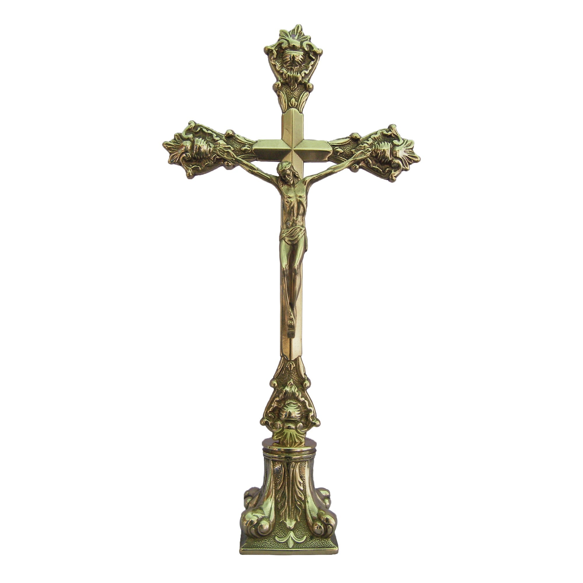 Standing Brass Crucifix, 15.75"