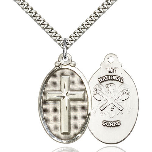 Sterling Silver Cross / National Guard Pendant
