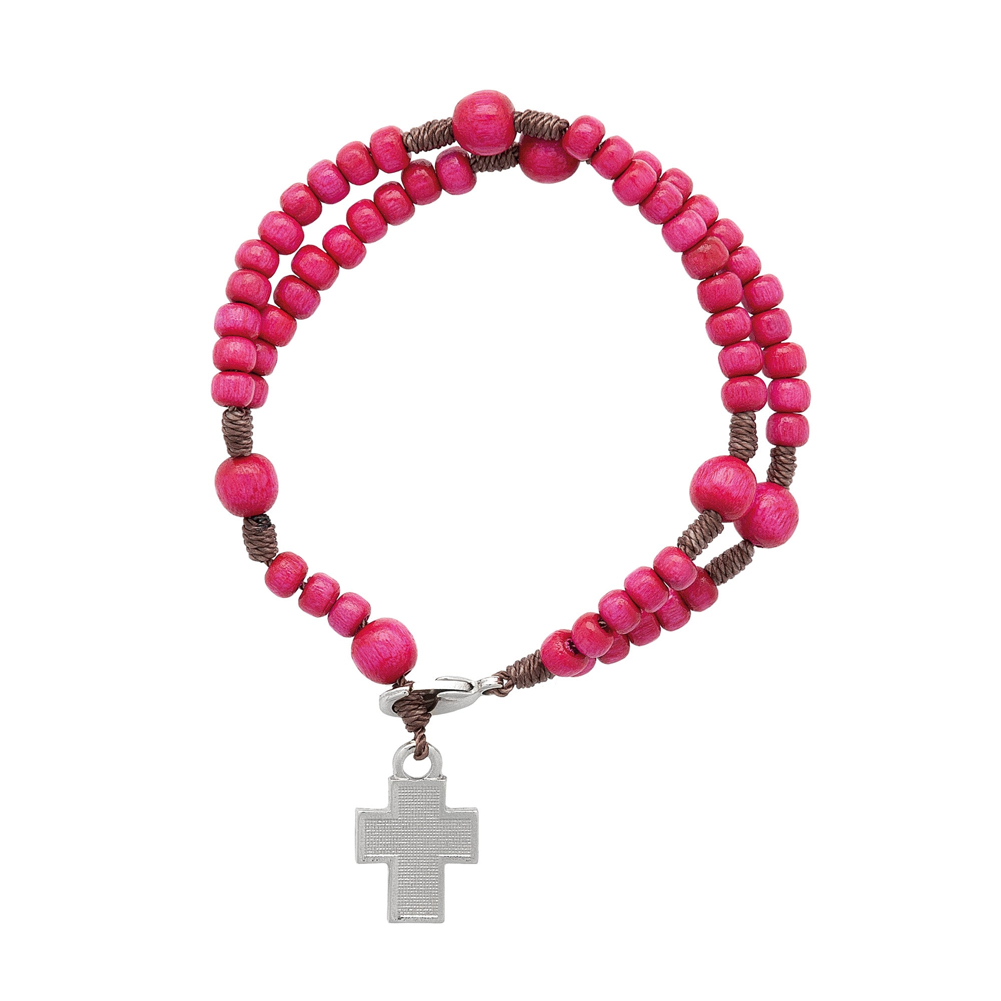 Kids Pink Wooden Rosary Bracelet