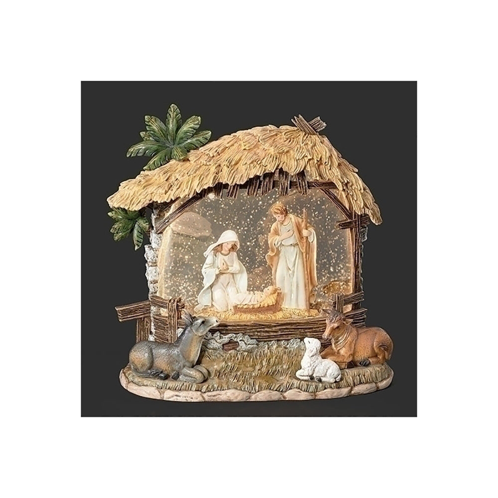 Lighted Swirl Nativity Scene Snow Globe - 8"
