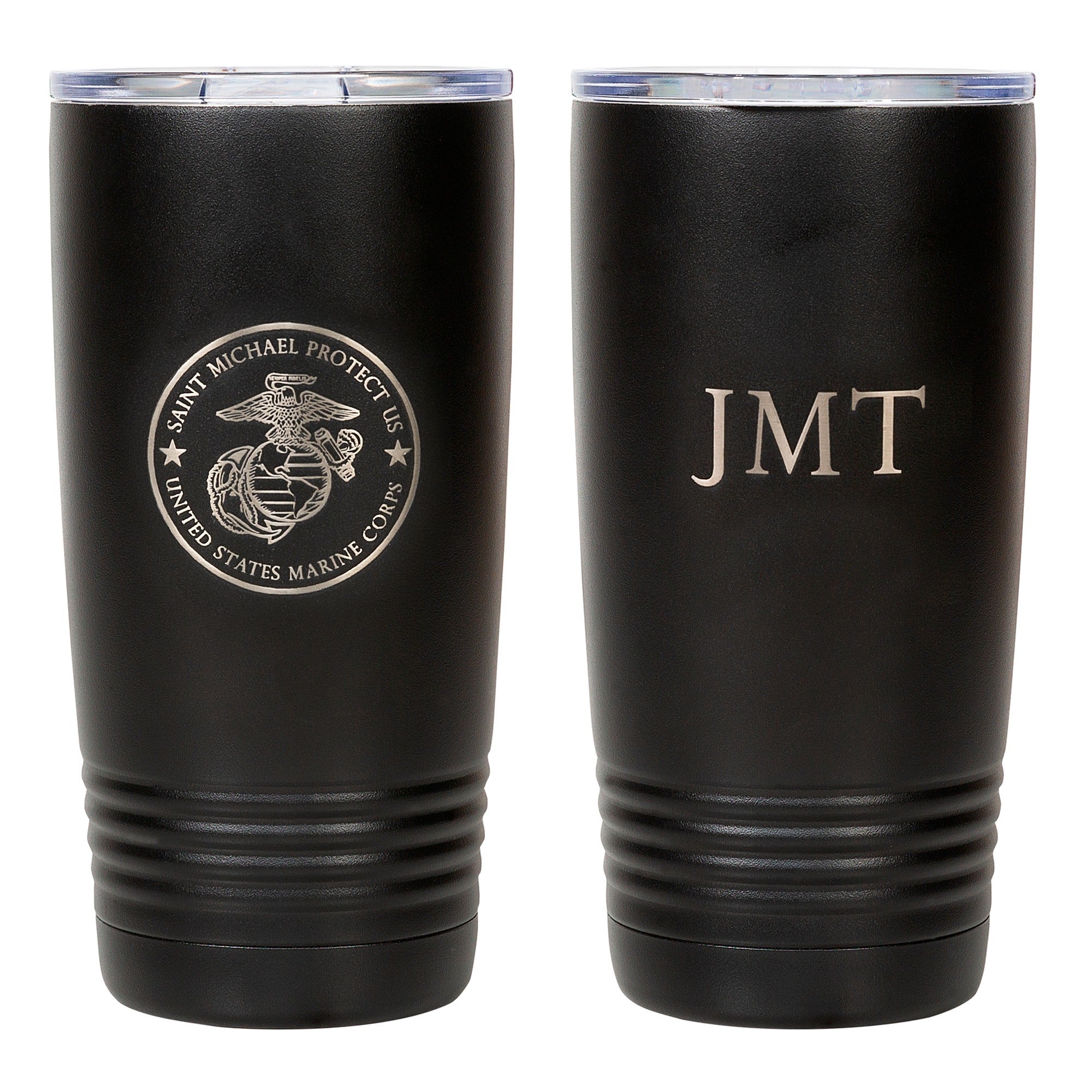 Personalized St. Michael Marine Corps Black 20oz Tumbler