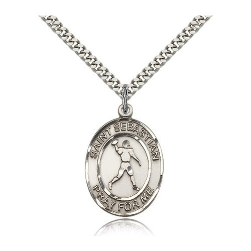 Sterling Silver St. Sebastian Pendant w/ chain-Football