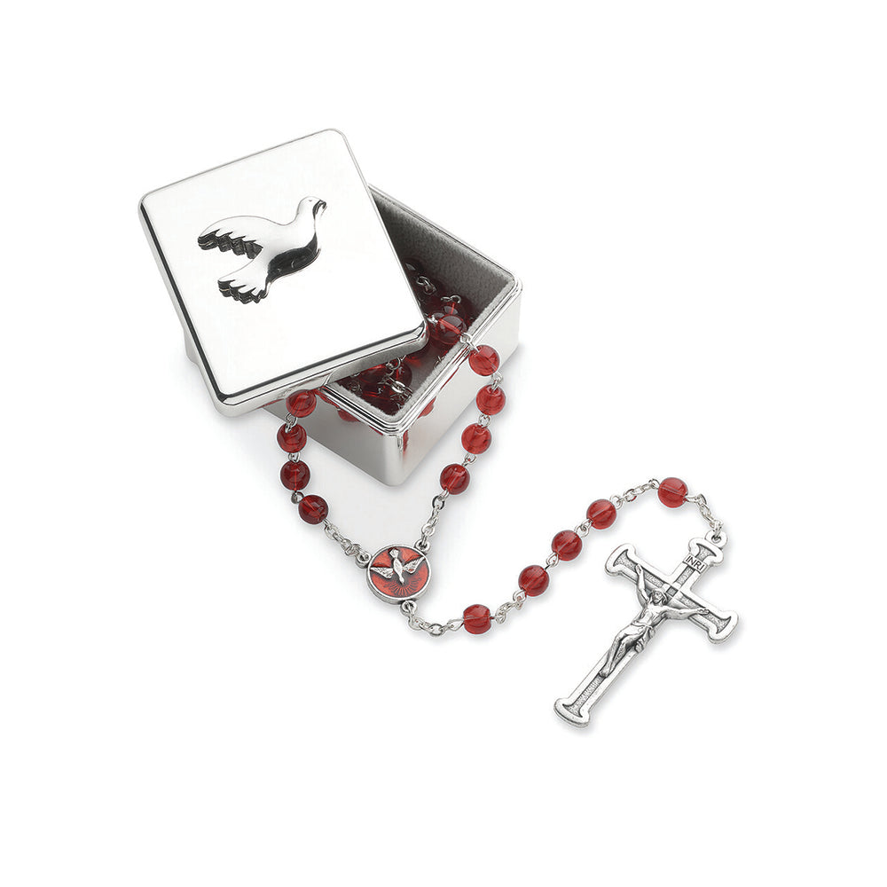 Confirmation Silver Rosary Keepsake Box - 2.25"