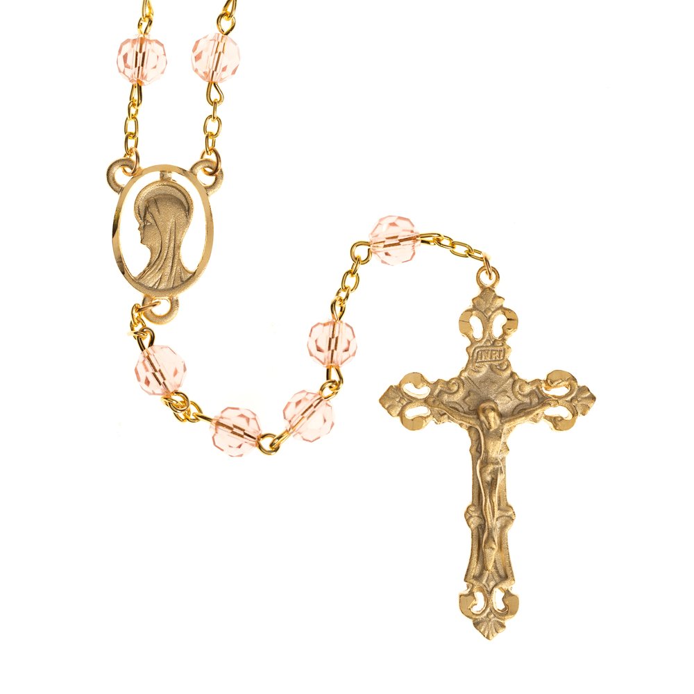 Golden & Pink Crystal Rosary