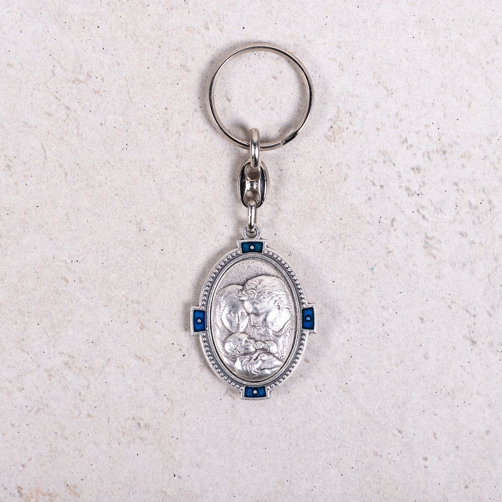 St. Joseph Key Ring w/Blue Accents, cm. 4.2 (1.65")