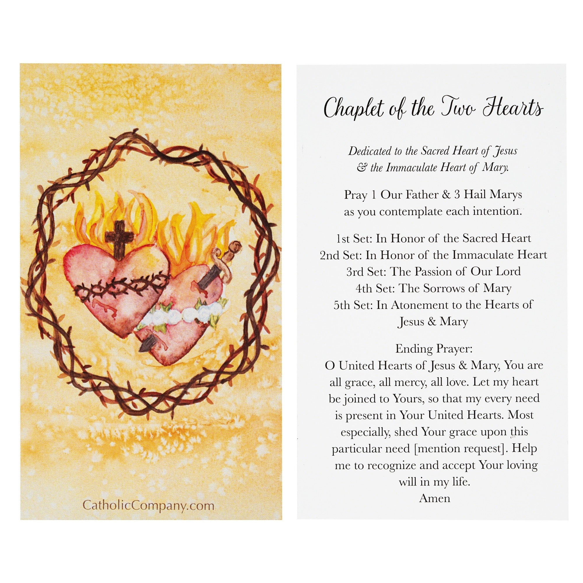 Two Hearts Chaplet Prayer Card